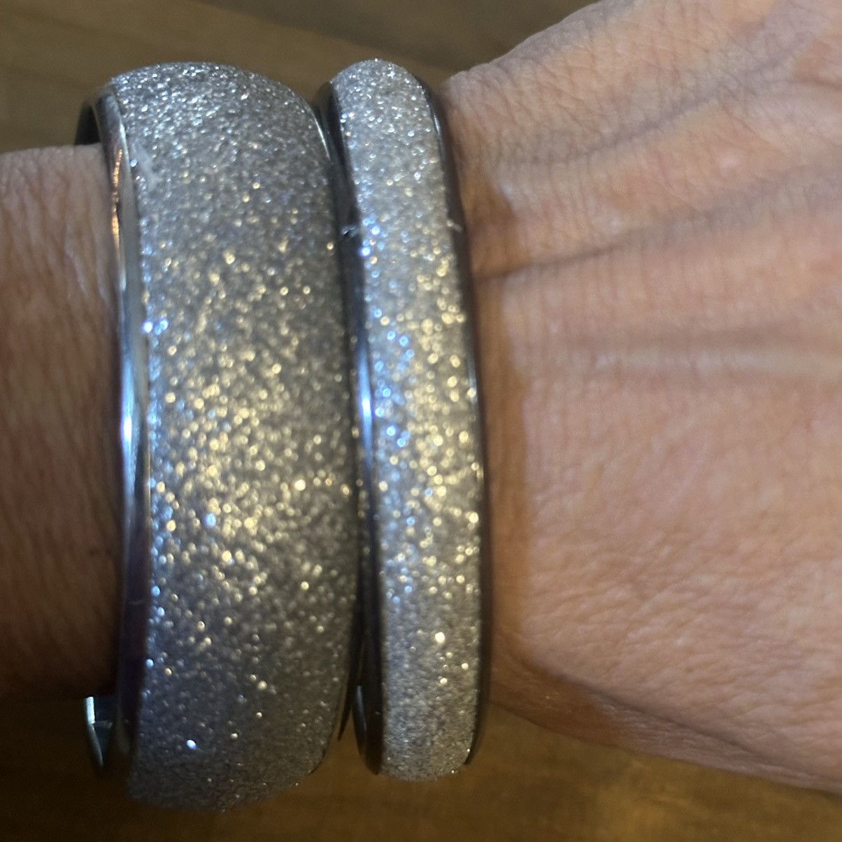 Other Silver glittery bangle bracelets Size ONE SIZE - 2 Thumbnail