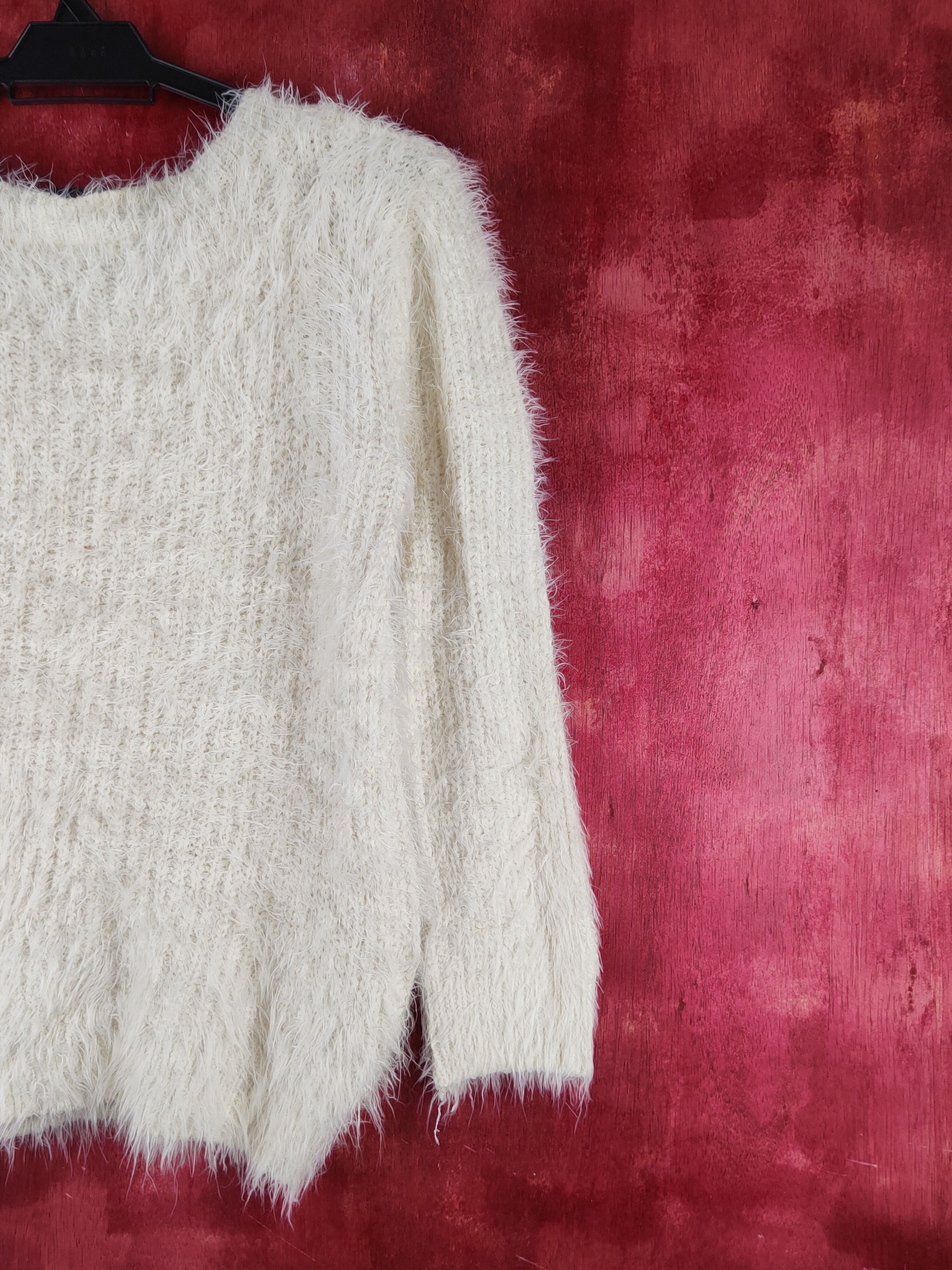 Homespun Knitwear Shake Shake Ivory Shag Shaggy Fur Mohair Knitwear #S1927 Size S / US 4 / IT 40 - 9 Thumbnail