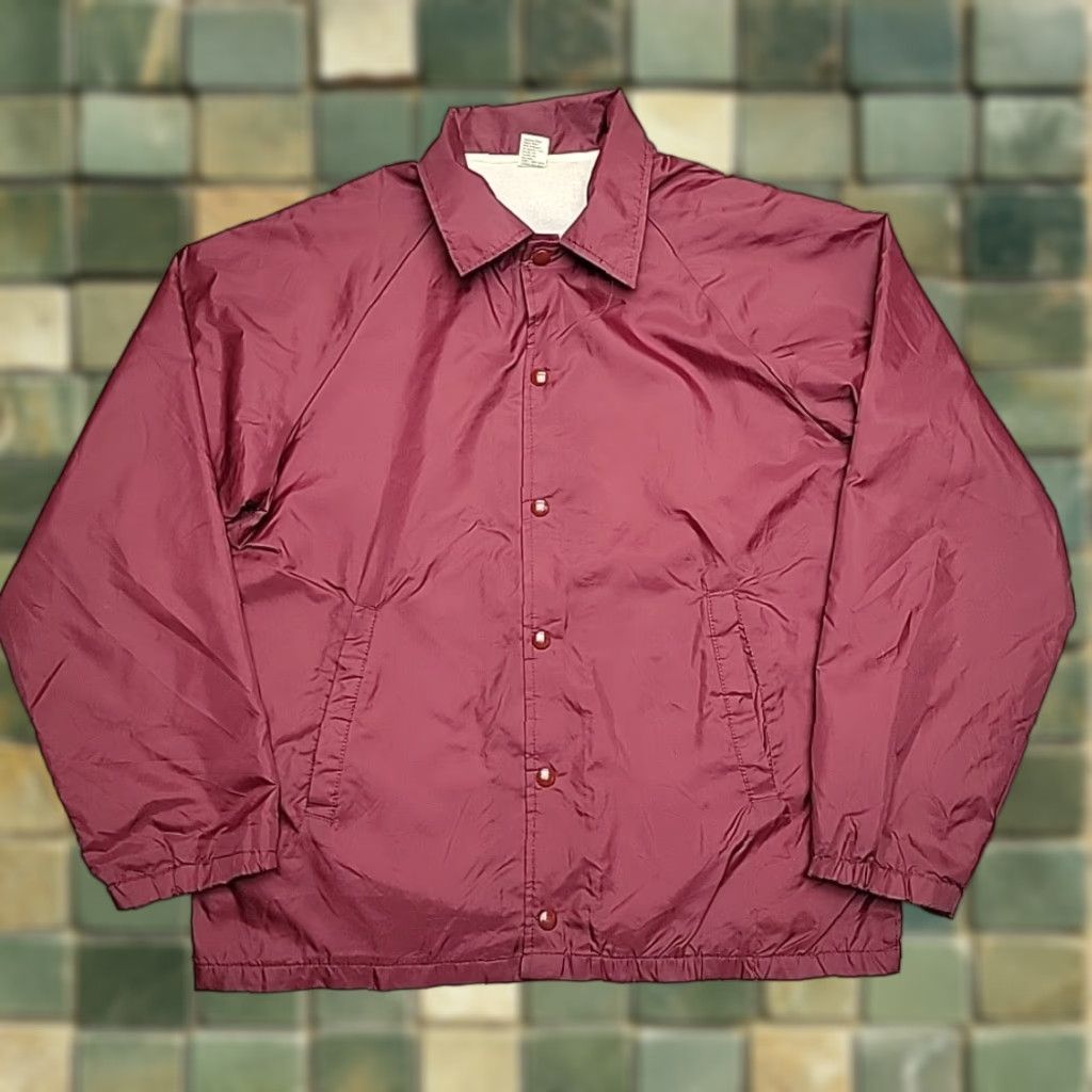 VINTAGE Coach Jacket Men Medium Maroon Diamond Bar X Guest Ranch Montana Elk USA Jacket Windbreaker Red Logo Regular Mens