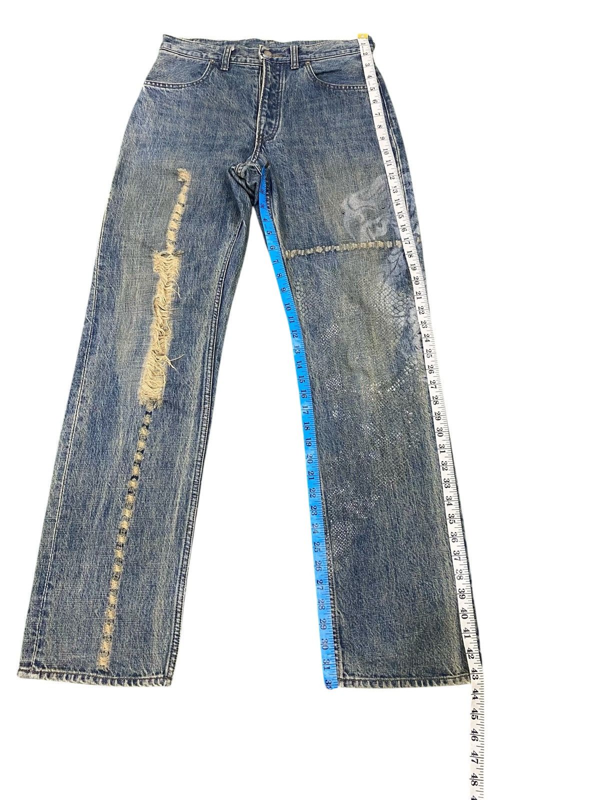 PPFM 💥jp Japanese brand X PPFM dragon distressed style jeans Size US 31 - 3 Thumbnail