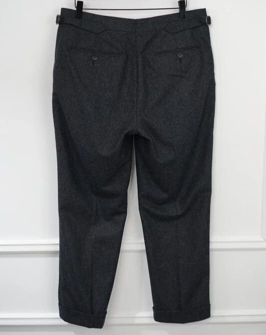 Suitsupply Men Suitsupply Soho Satu Trousers Flannel Wool Grey UK/US40 Size 40R - 2 Thumbnail