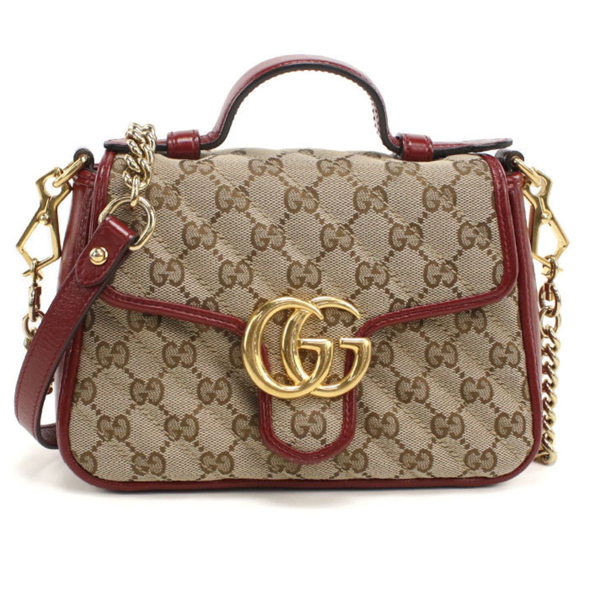 Gucci GUCCI handbag 583571 Mini Top Handle Bag GG Marmont Women's Beige Size ONE SIZE - 1 Thumbnail