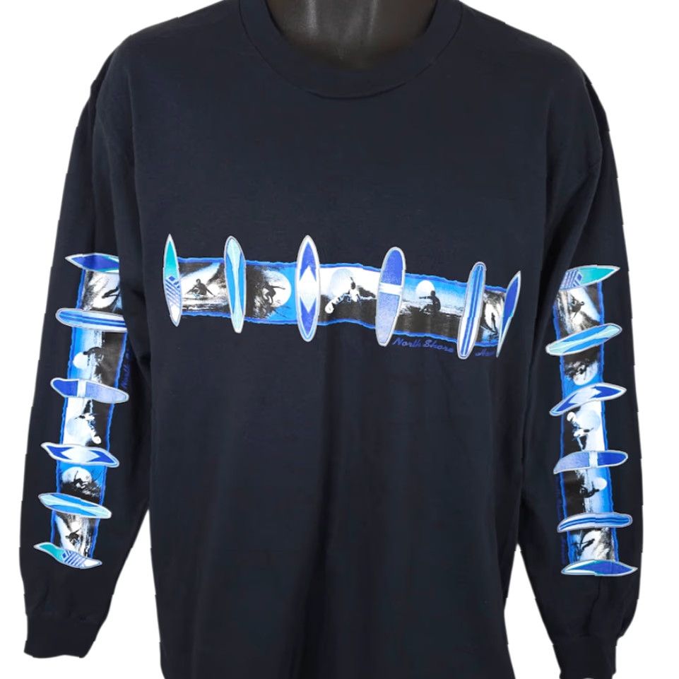 Vintage North Shore Surfing T Shirt Mens Size Large Blue Hawaii Travel Destination Tee Size US L / EU 52-54 / 3 - 2 Thumbnail