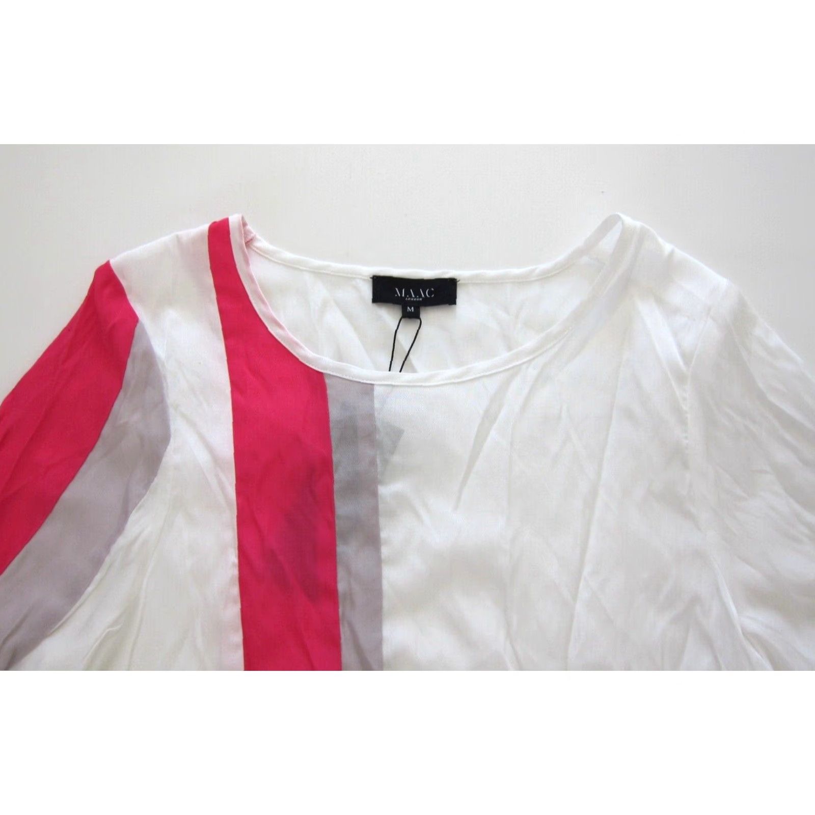 Pinko MAAC London Blouse Shirt Tunic Pink White Grey Stripe Short Sleeve NWT M Womens Size M / US 6-8 / IT 42-44 - 3 Thumbnail