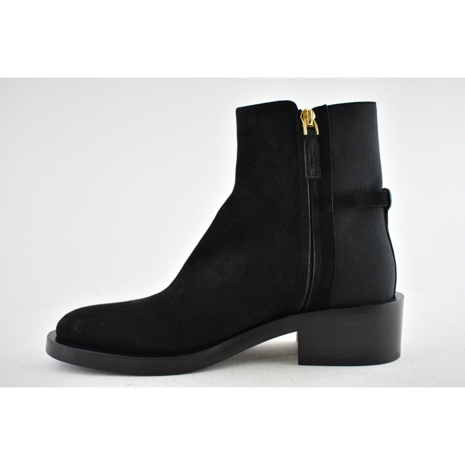 Valentino Valentino V Logo Gold Black Suede Block Heel Short Ankle Size US 7.5 / IT 37.5 - 6 Thumbnail