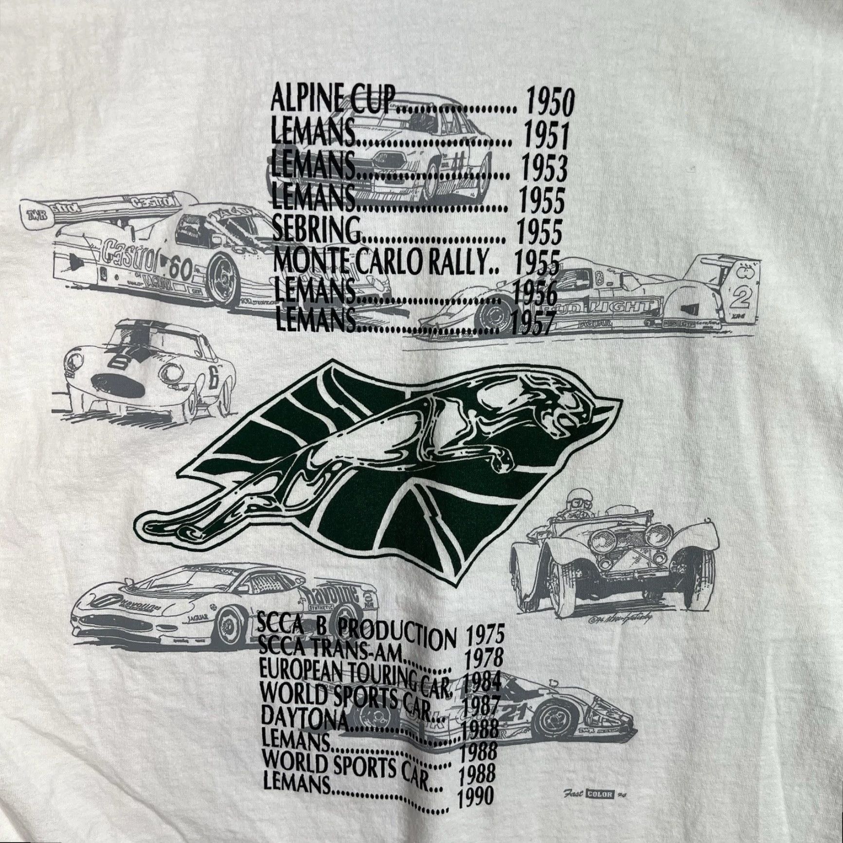 Vintage VINTAGE 90s All Sport Jaguar Daytona LeMans IMSA Car Racing Graphic Tee Adult XL White Mens Size US XL / EU 56 / 4 - 7 Thumbnail