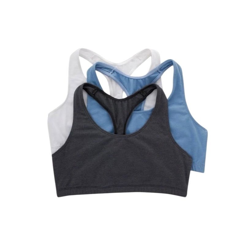 Hanes Hanes XL Black Blue White Cotton Racerback Sports Bralette Size ONE SIZE - 1 Thumbnail
