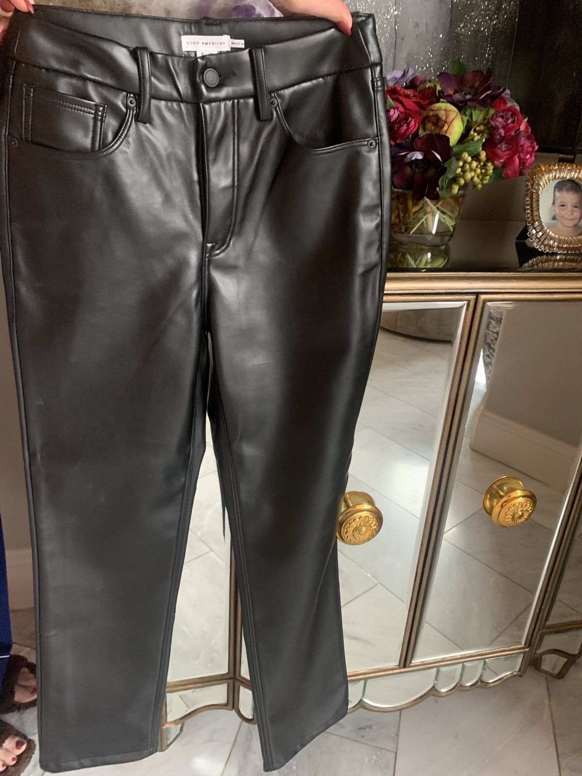 Good American Black Foux pants size 6/28 Size 28" / US 6 / IT 42 - 3 Thumbnail