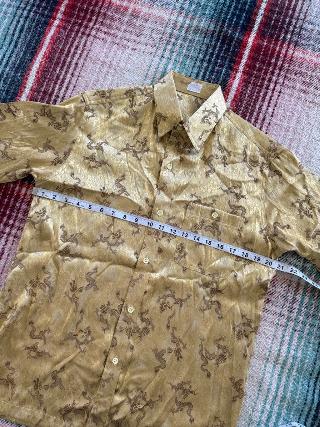 The Unbranded Brand Men's Unbranded Gold Dragon Print Casual Button Down Shirt M Size US M / EU 48-50 / 2 - 4 Thumbnail