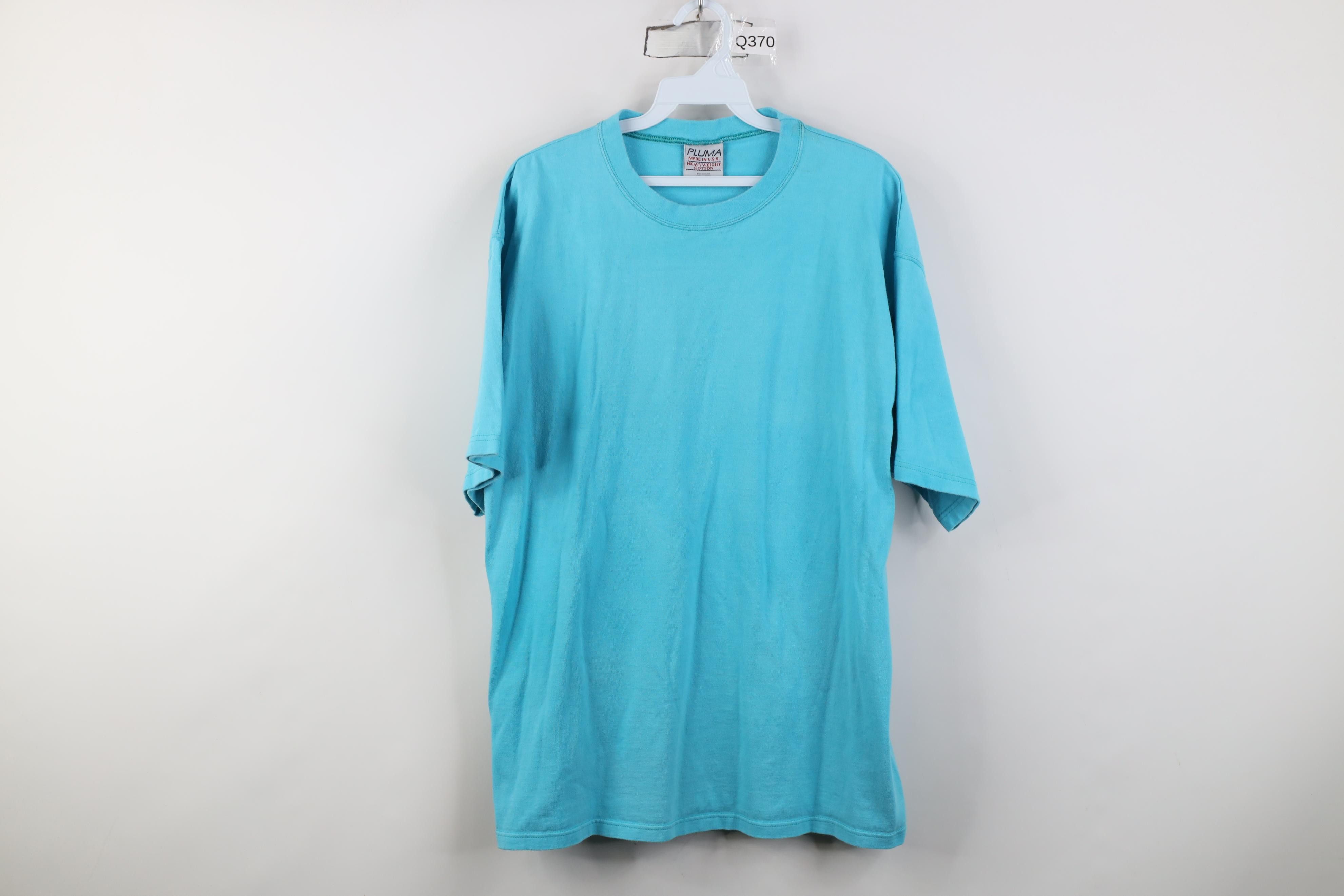 Vintage Vintage 90s Streetwear Heavyweight Cotton T-Shirt Blue USA Size US L / EU 52-54 / 3 - 1 Thumbnail