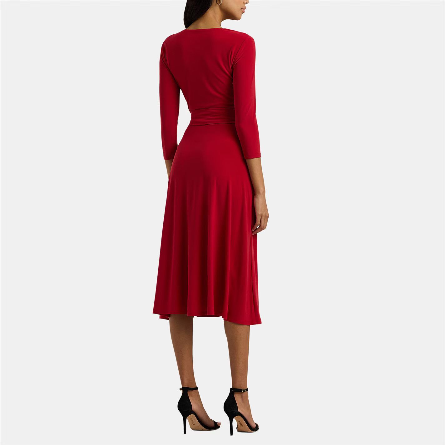 Lauren Ralph Lauren o1g2r1mq0825 Surplice Jersey Dress in Festive Red Size XS / US 0-2 / IT 36-38 - 2 Thumbnail