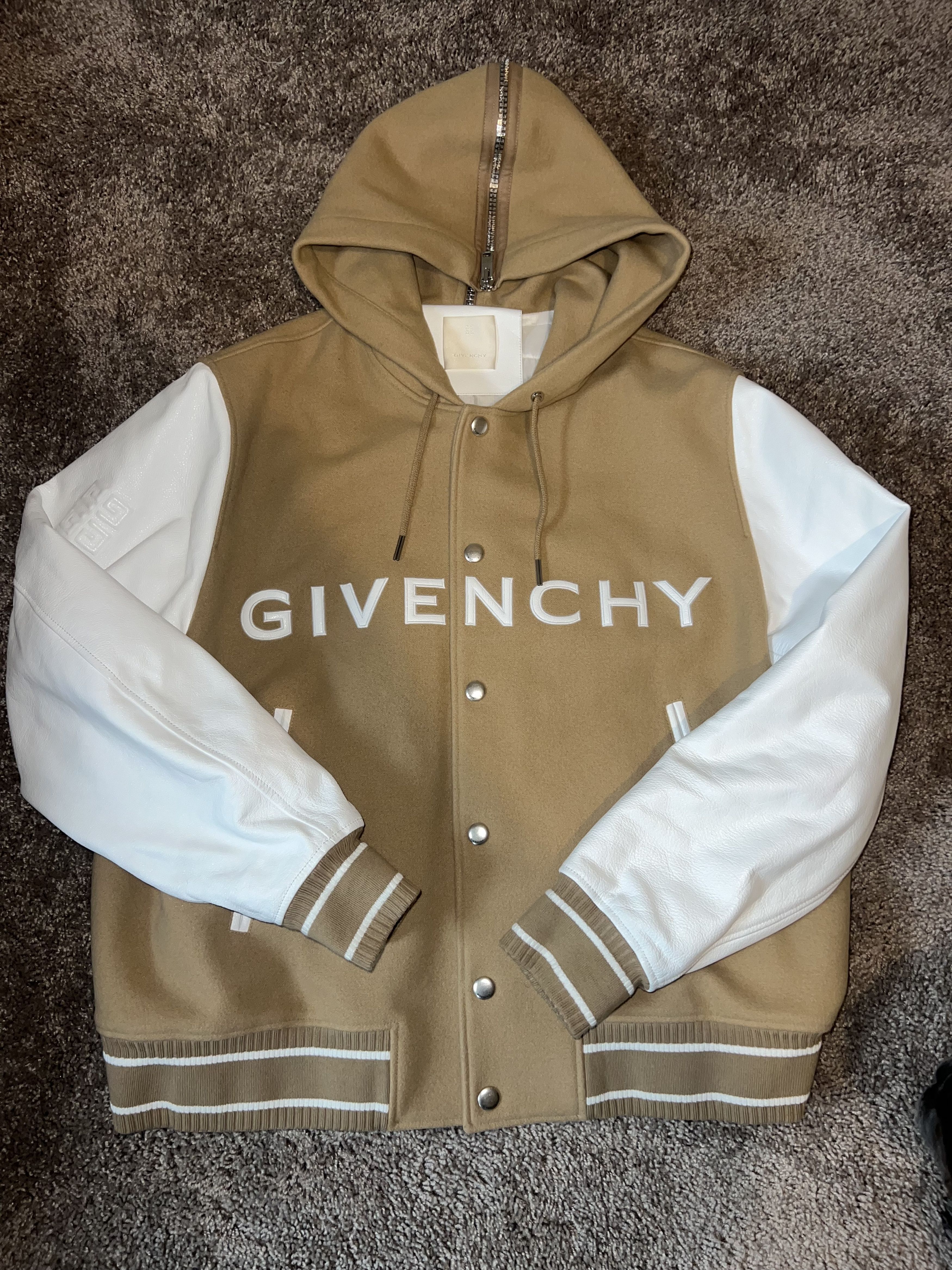 Givenchy Givenchy Hooded Wool & Leather Varsity Jacket Size US XL / EU 56 / 4 - 1 Thumbnail