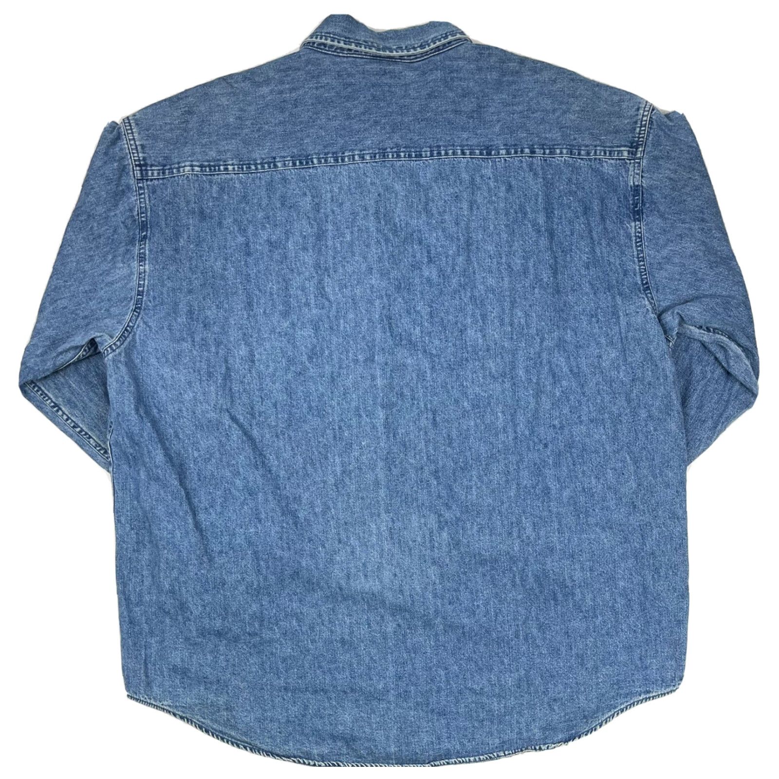 Vintage VINTAGE Warner Bros Taz Embroidered Denim Shirt Mens 2XL Blue 1999 90s Cowboy Rockabilly Workwear Button-Up Size US XXL / EU 58 / 5 - 5 Thumbnail