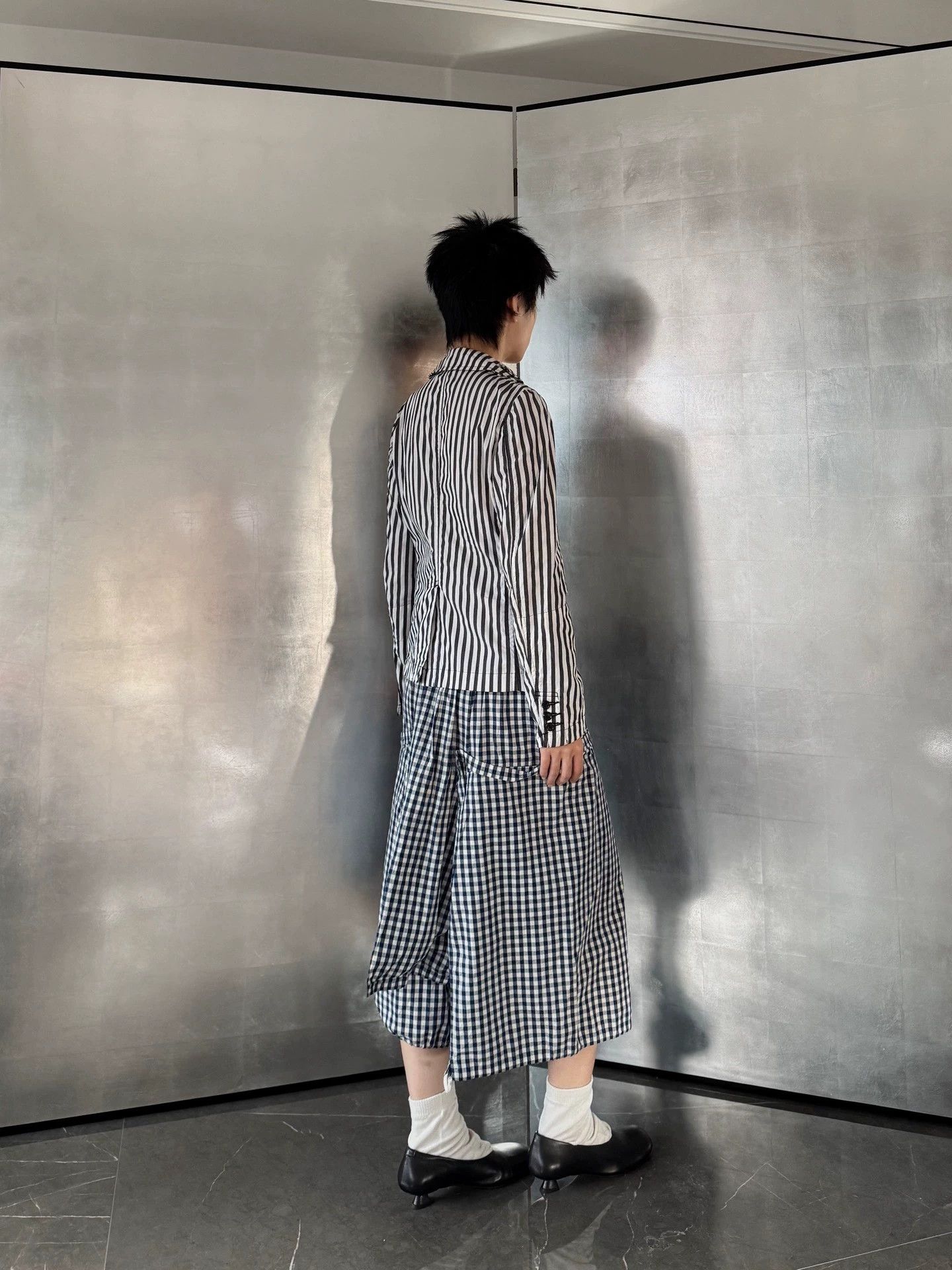 Comme des Garcons CDG AD2013 Black Layered Striped Waist-Cinched Blazer XS Size XS / US 0-2 / IT 36-38 - 7 Thumbnail