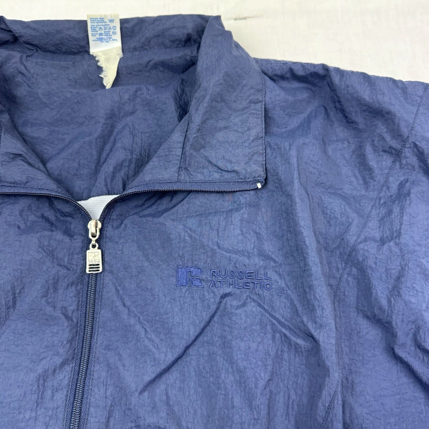 Russell Athletic VINTAGE Russell Athletic Windbreaker Jacket Men XL Blue 90s Collared Nylon Full Zip Casual Size US XL / EU 56 / 4 - 2 Thumbnail