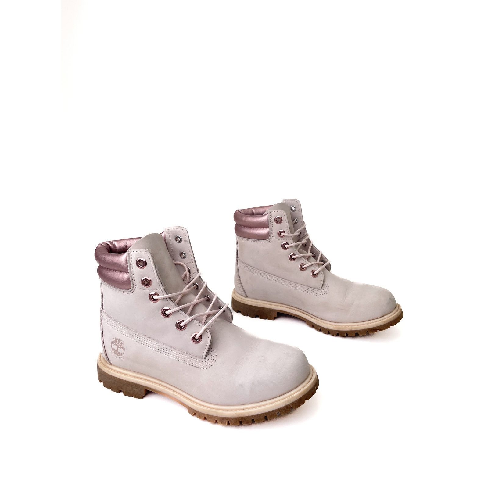 Timberland Grey & Metallic Pink Combat Boots Size US 9 / IT 39 - 3 Thumbnail