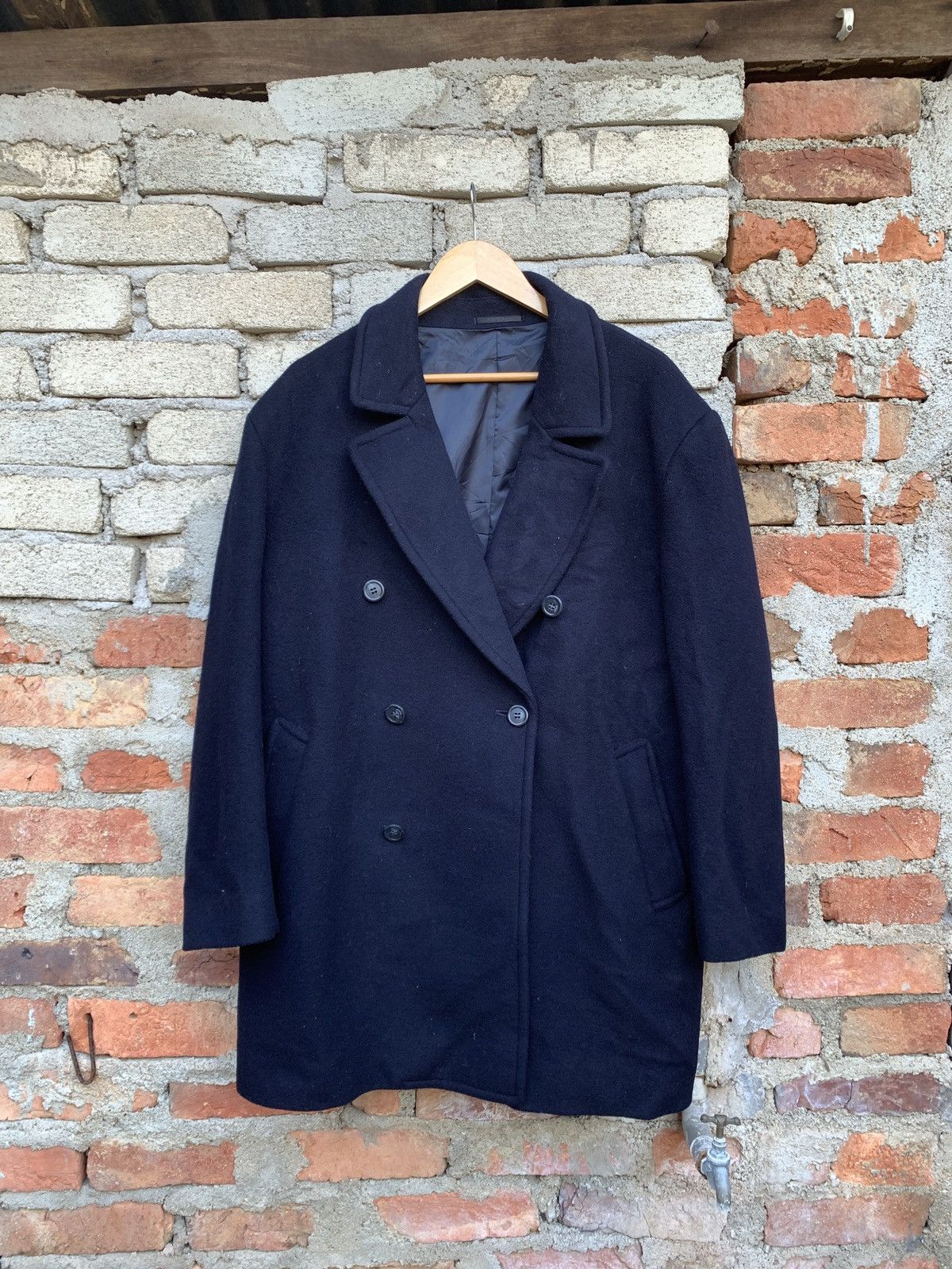image of Vintage Dhomme A Homme Wool Coat in Black, Men's (Size Large)