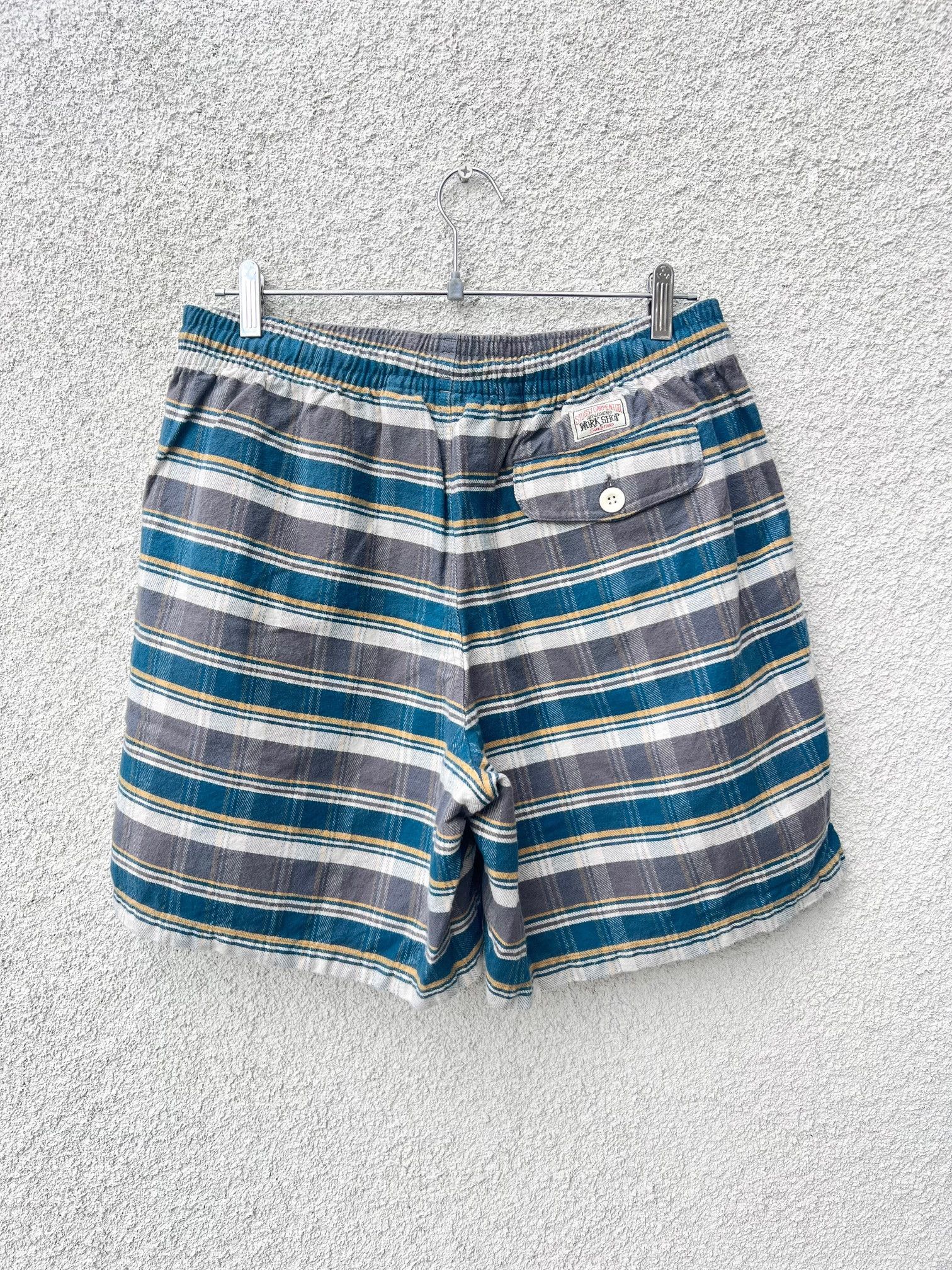 image of Our Legacy x Stussy Ol Workshop X Stussy Laguna Short Overdyed Flannel Medium 48 in Plaid (Size 32)