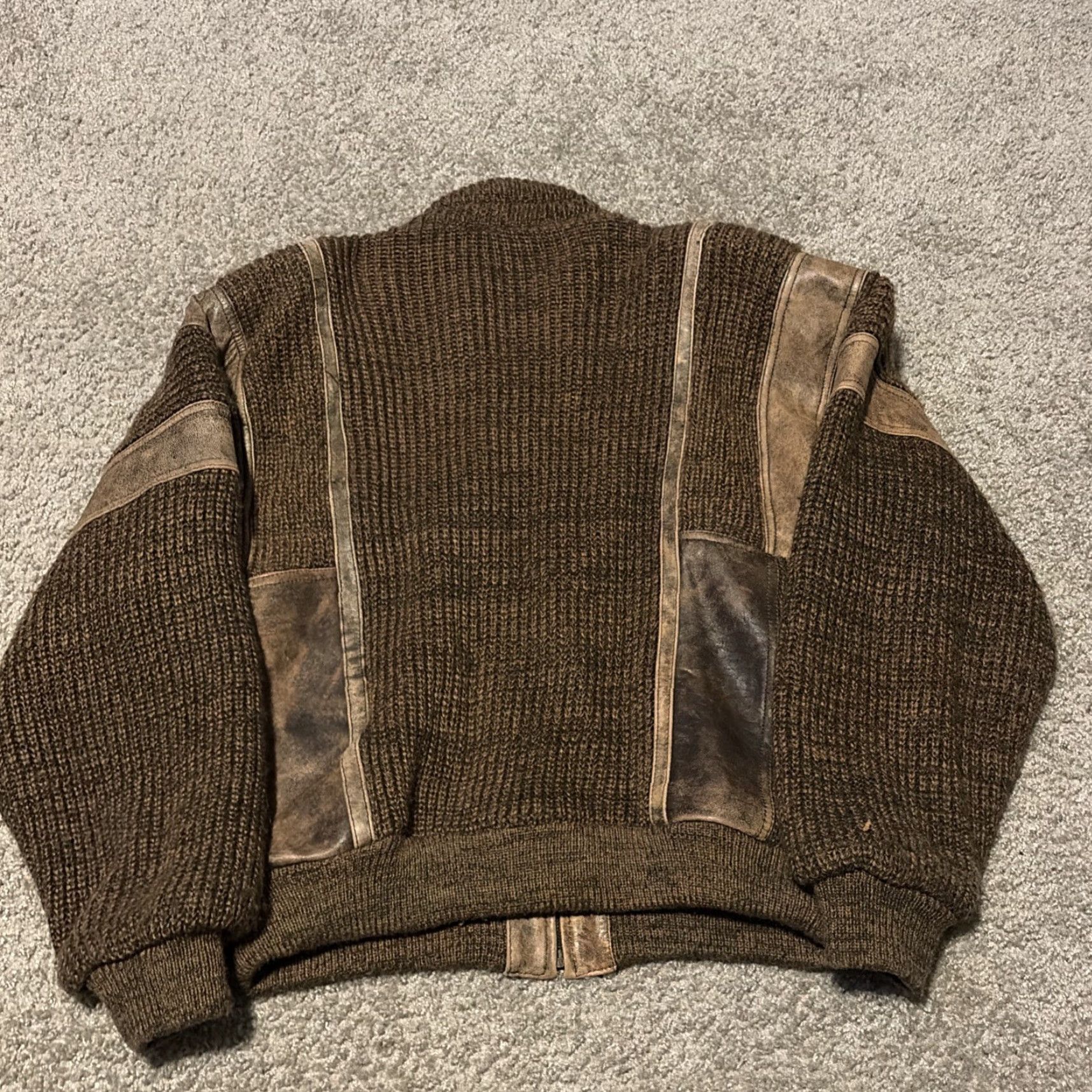 Vintage VINTAGE M. Julian Brown Leather Acrylic Knit Jacket Full Zip Size 42 Bomber Jacket Mens Brown Knit Leather Full Zip 42 Size US XS / EU 42 / 0 - 2 Thumbnail