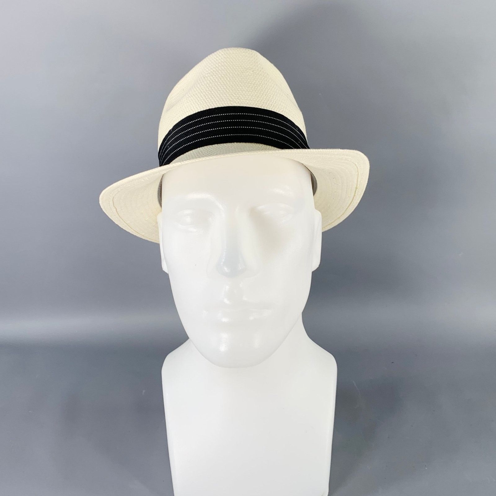 Goorin Bros. GOORIN BROTHERS Size S Cream Black Woven Straw Fedora Hat Size ONE SIZE - 2 Thumbnail