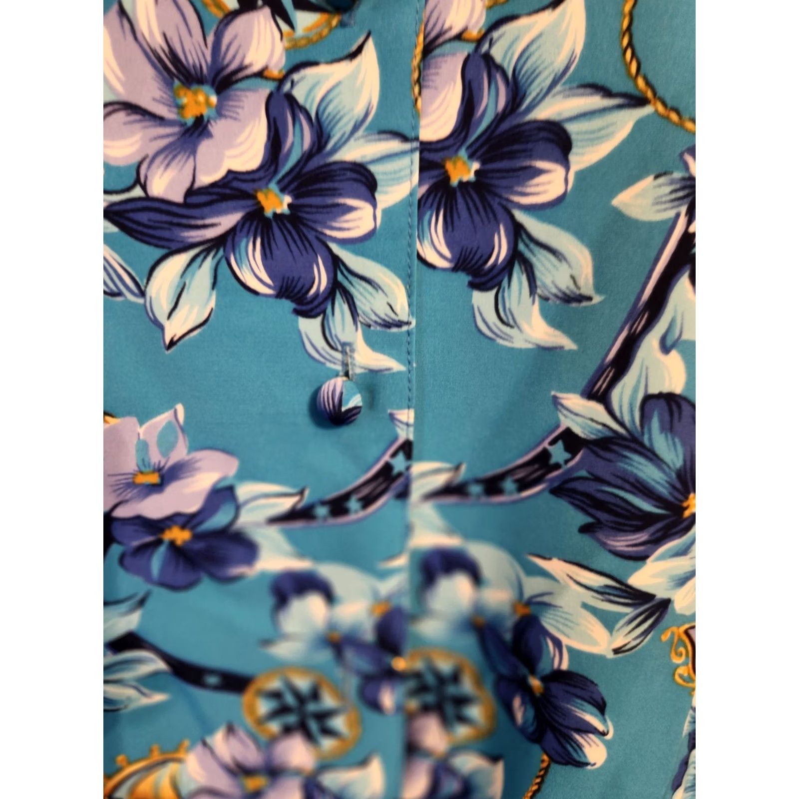 Vintage VINTAGE Koret 90s Blue Floral Short Sleeve Button Up Shirt Top 16W Size XXL / US 16-18 / IT 52-54 - 2 Thumbnail