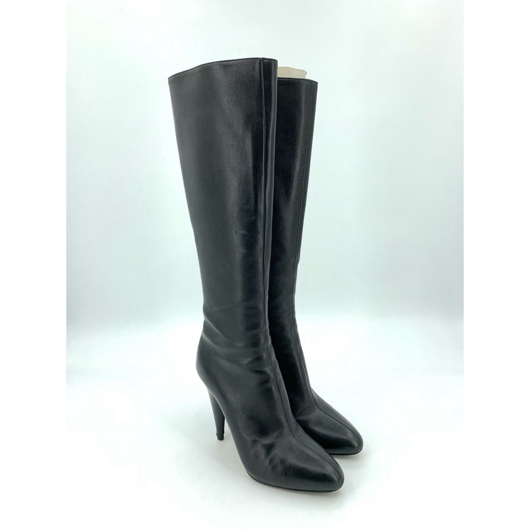 Prada Prada Black Leather Knee-High Stiletto Heel Boots 36.5 Women Size US 6.5 / IT 36.5 - 9 Thumbnail