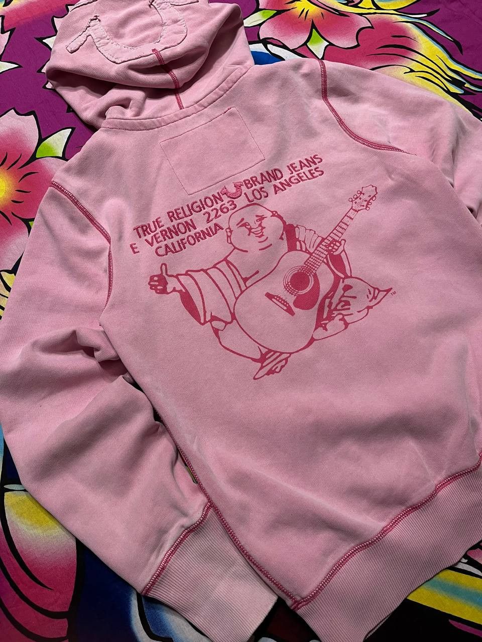 Japanese Brand True Religion zip hoodie y2k style pink big logo Size L / US 10 / IT 46 - 4 Thumbnail