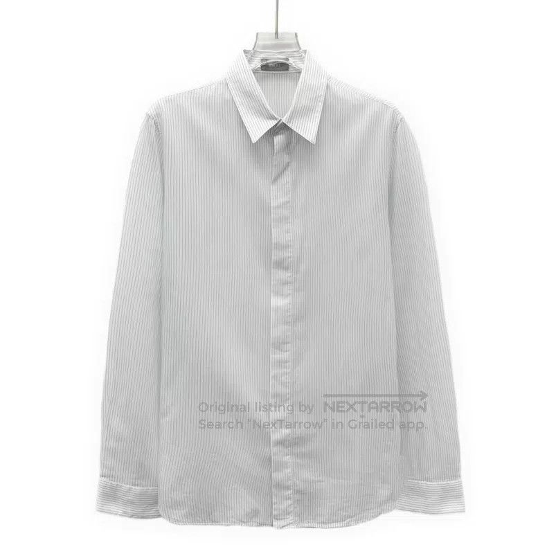 Dior Dior Size 39 Blue and white striped cotton long-sleeved shi Size US XXS / EU 40 - 1 Thumbnail