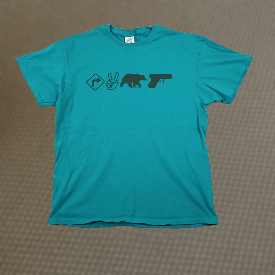 Delta VINTAGE Right To Bear Arms Graphic Shirt Delta Pro Weight Large Teal Blue 2nd Amendment Size US L / EU 52-54 / 3 - 1 Thumbnail