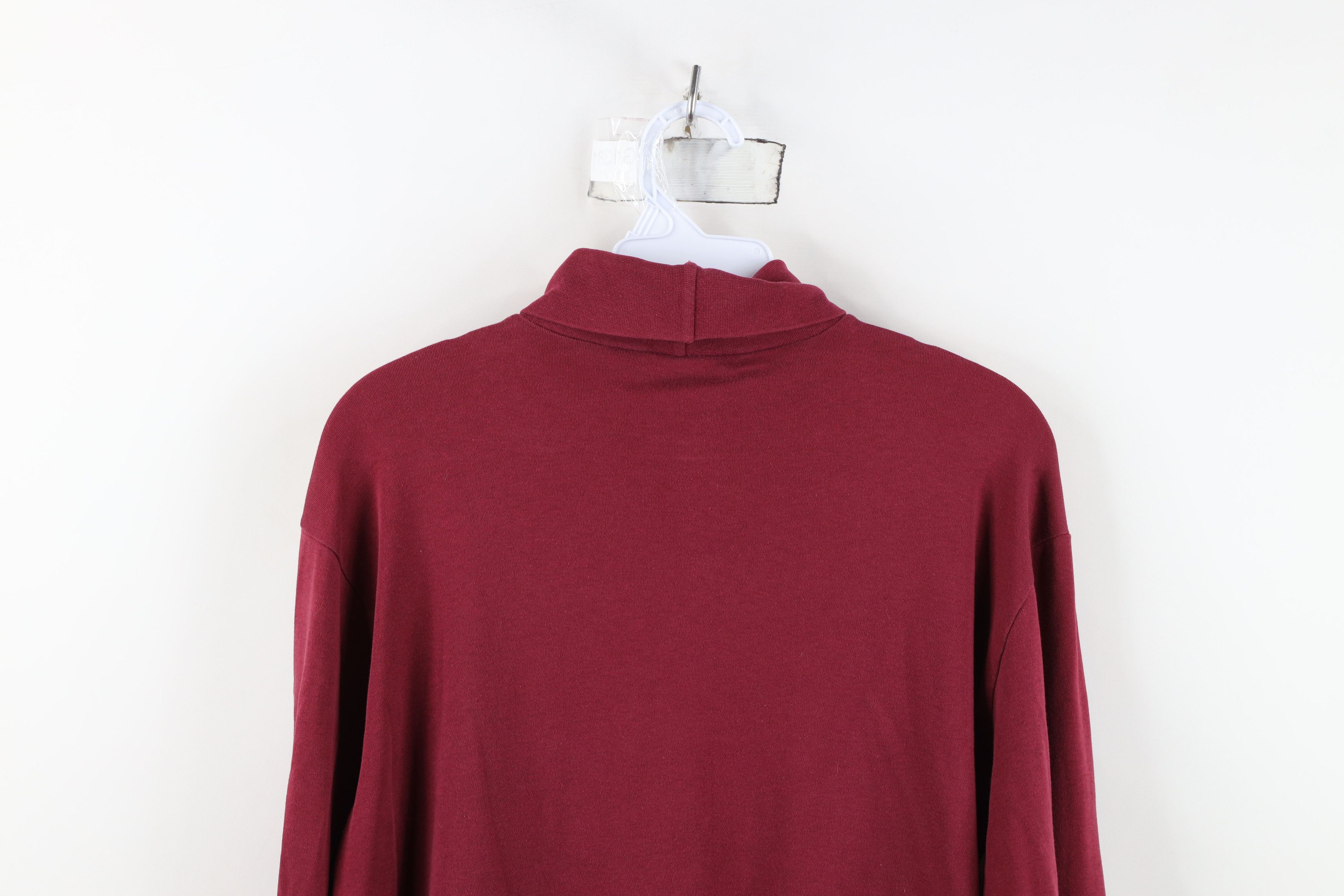 L.L. Bean Vintage 90s LL Bean Blank Turtleneck T-Shirt Maroon USA Size L / US 10 / IT 46 - 13 Thumbnail