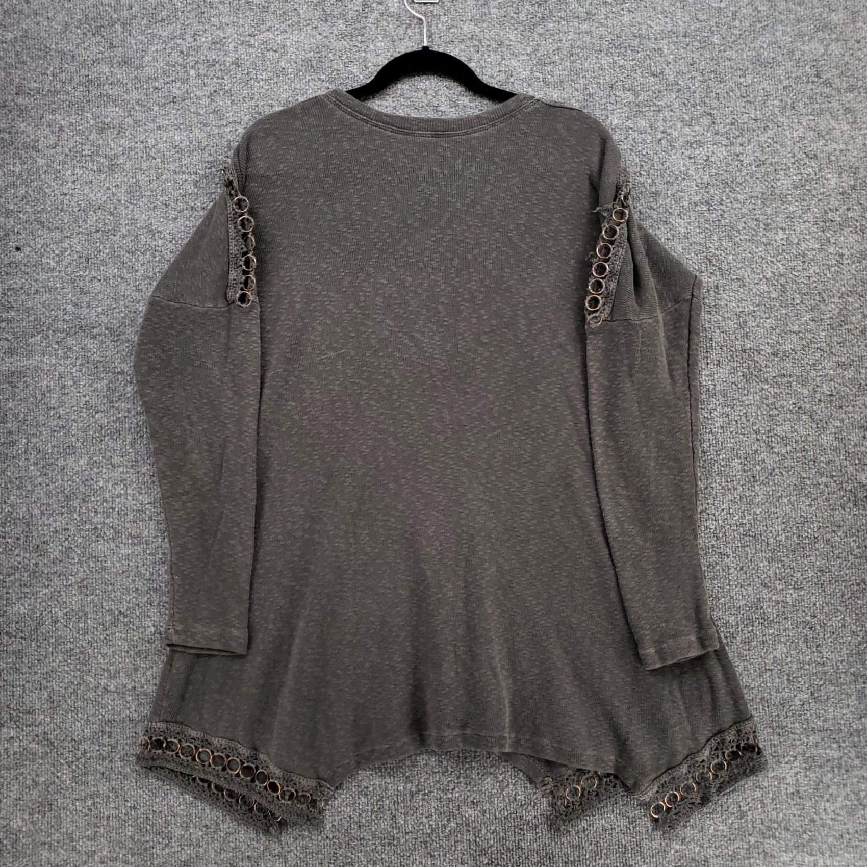 Vintage XCVI Tunic Top Womens M Medium Gray Dolman Oversized Tee Lagenlook Long Sleeve Size M / US 6-8 / IT 42-44 - 2 Thumbnail