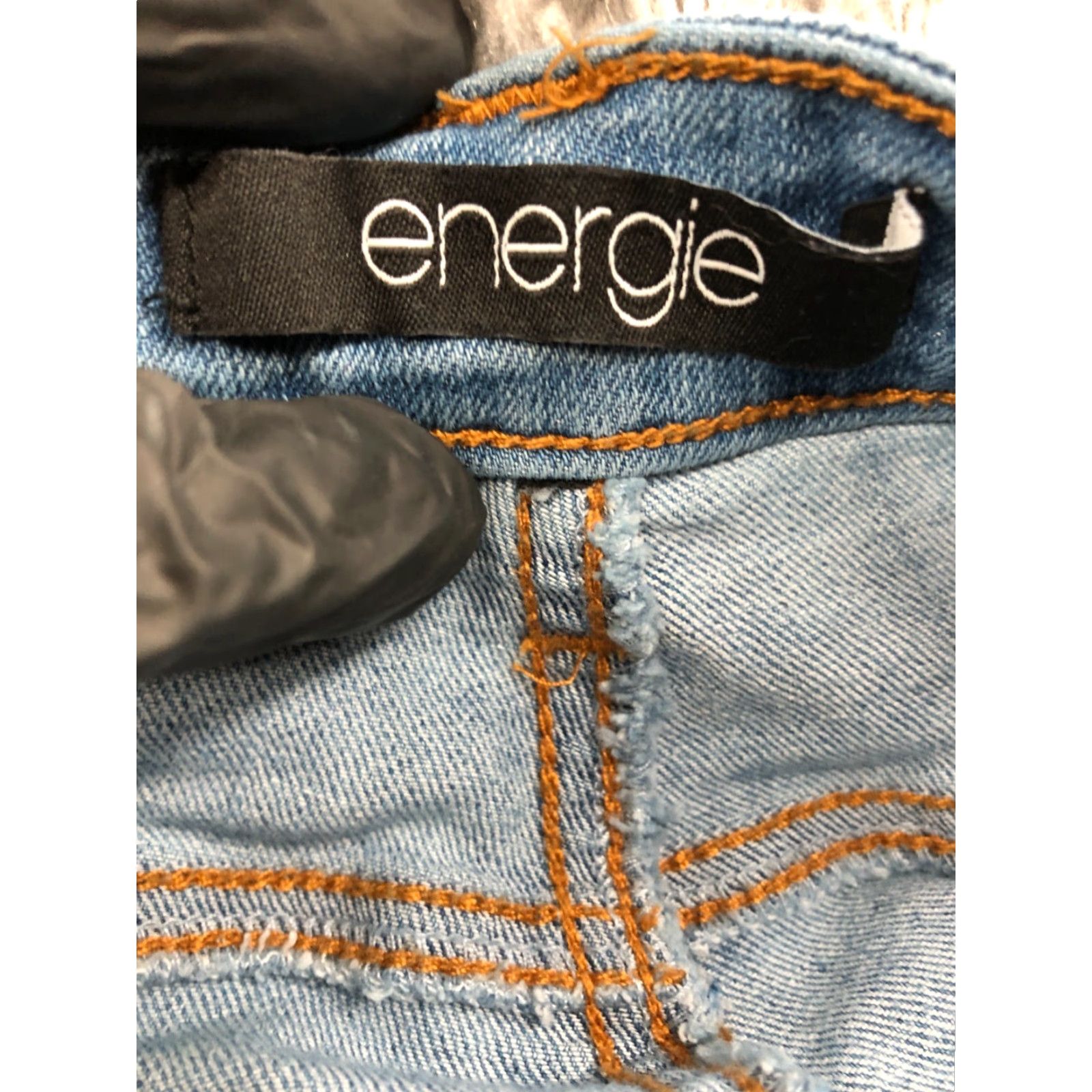 Energie Energie Shorts Womens Plus Size 18 Mid Rise Medium Wash Blue Raw Hem Denim 5-Pocket Logo Size 40" / US 18 - 8 Thumbnail