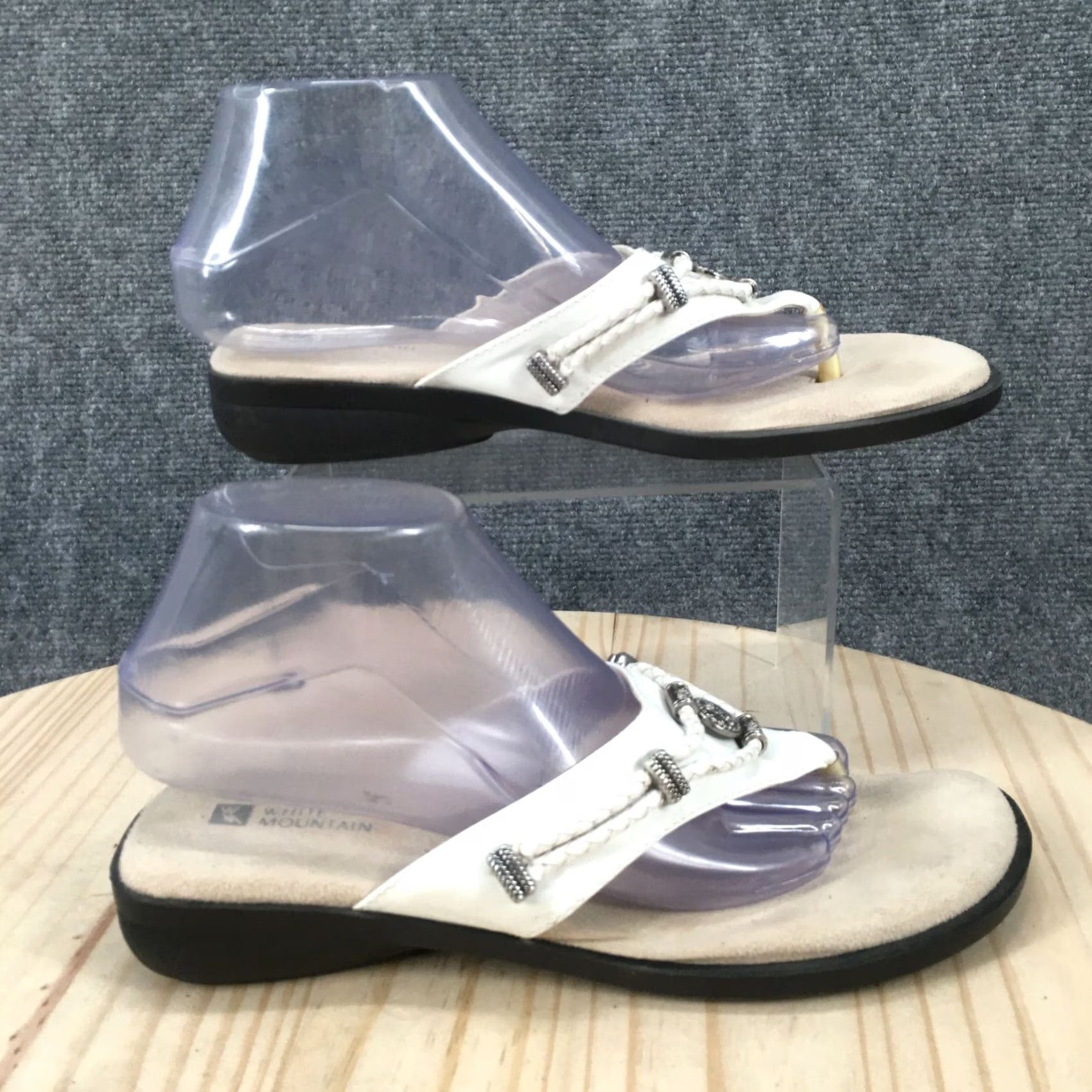 Vintage White Mountain Sandals Womens 9 M Clara Flip Flop Thong Faux Leather Size US 9 / IT 39 - 2 Thumbnail