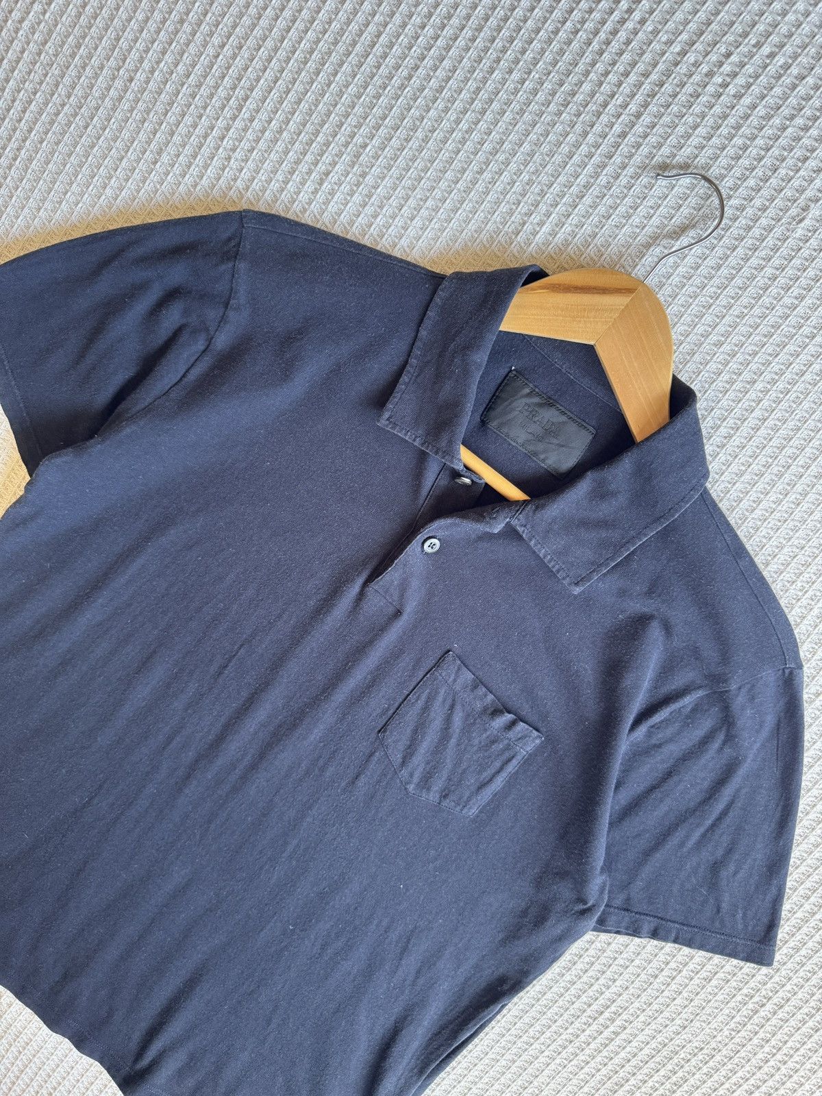 Prada Last Drop🔥Rare🔥Vintage PRADA Milano Polo Shirt Dark Blue Size US L / EU 52-54 / 3 - 5 Thumbnail