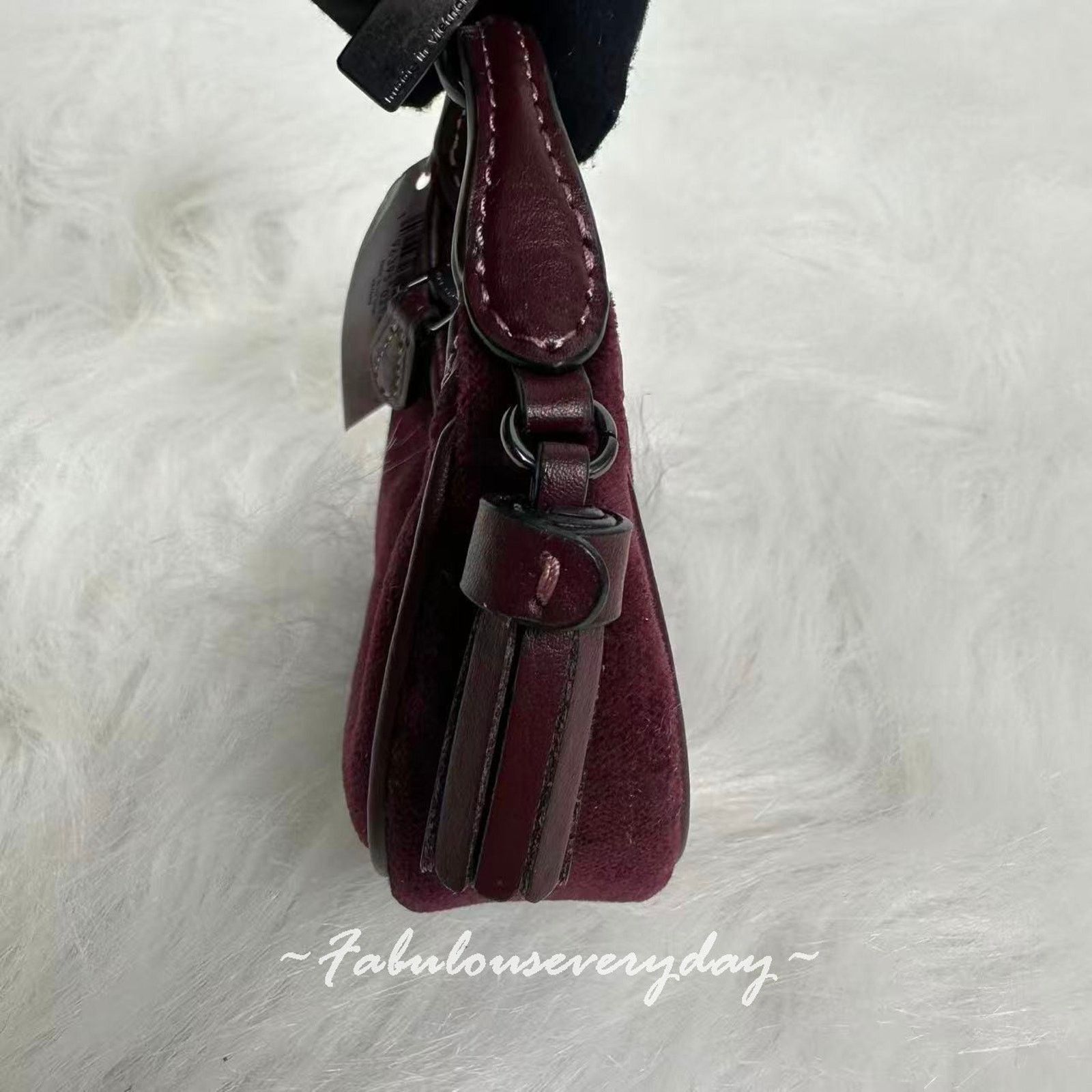 Coach Coach Mini Carmen Charm Keychain Velvet Gunmetal Burgundy Size ONE SIZE - 3 Thumbnail