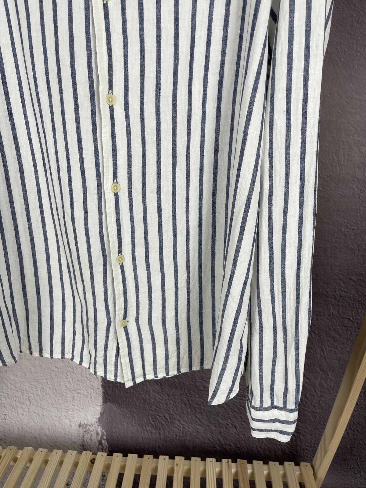 Allsaints Allsaints Dedham long sleeve striped shirt linen blend Size US XXL / EU 58 / 5 - 5 Thumbnail