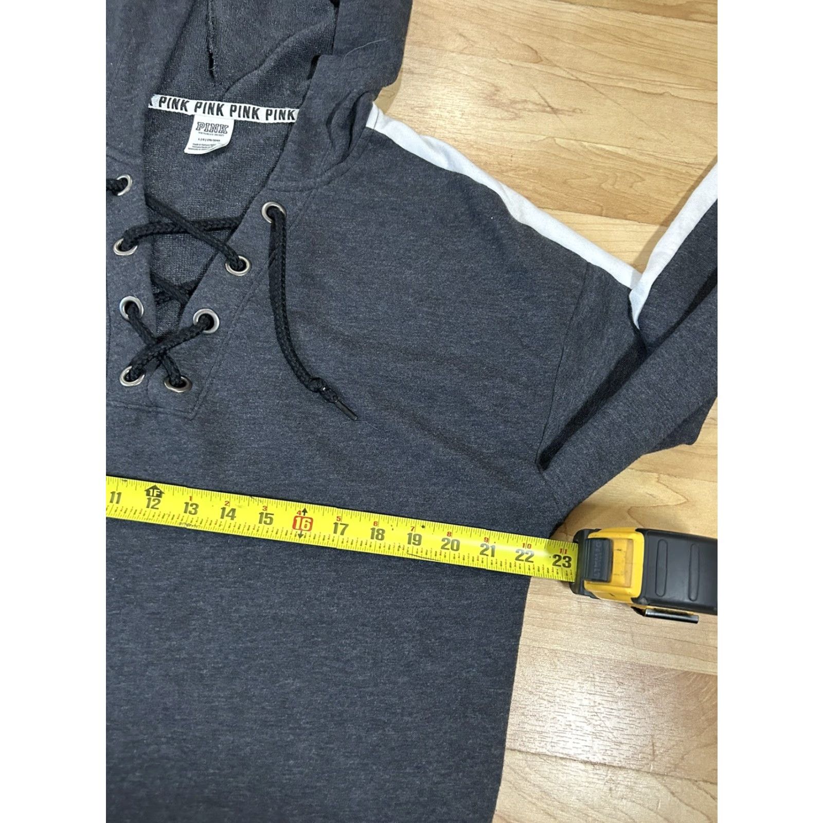 Vintage VINTAGE? No — (Not Vintage) Victoria's Secret PINK Hoodie Pullover Tie-Up Front Gray L Women Size L / US 10 / IT 46 - 4 Thumbnail