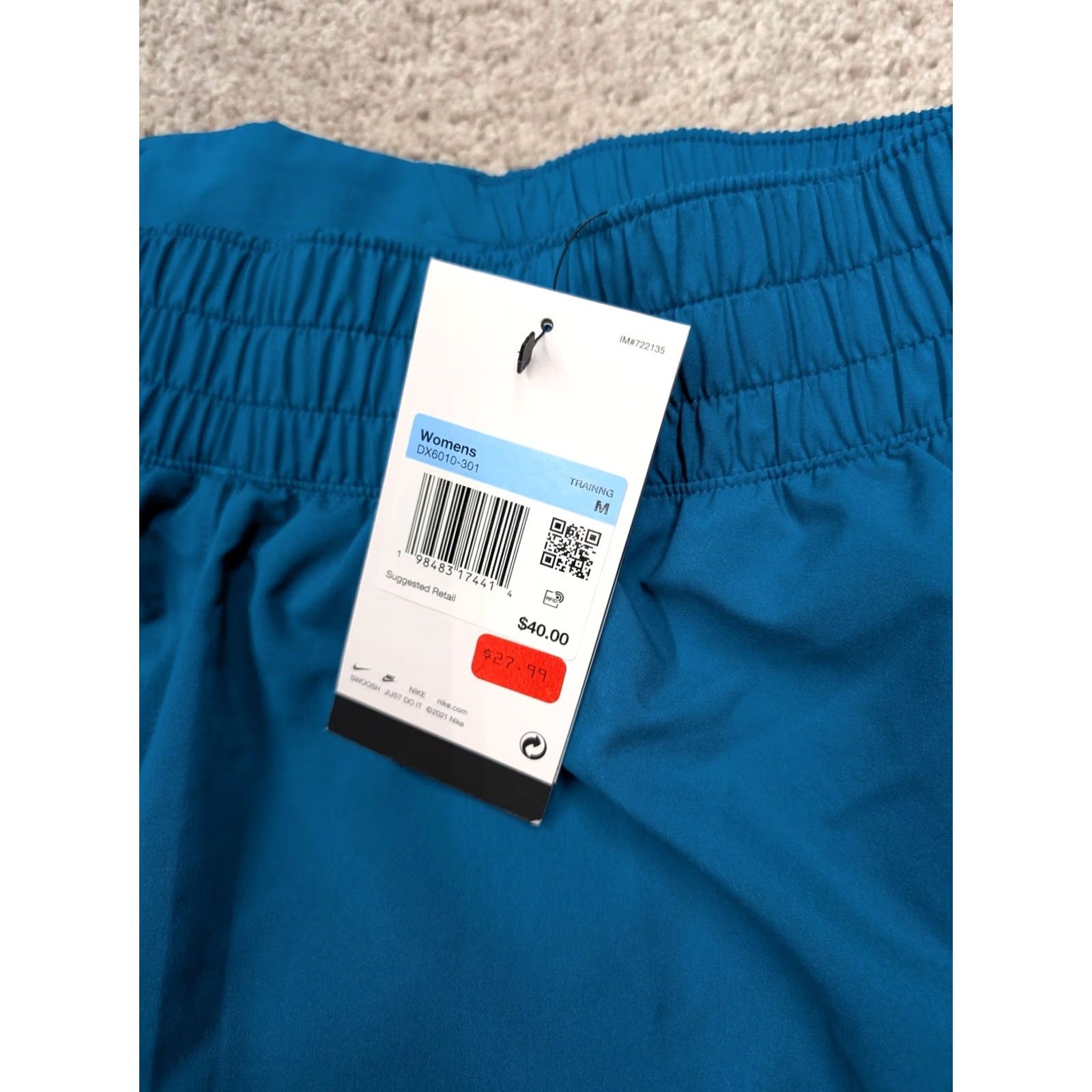 Nike Nike Dri-FIT Shorts Womens Medium Blue Running Training Lined Elastic Waist Size 32" / US 10 / IT 46 - 3 Thumbnail