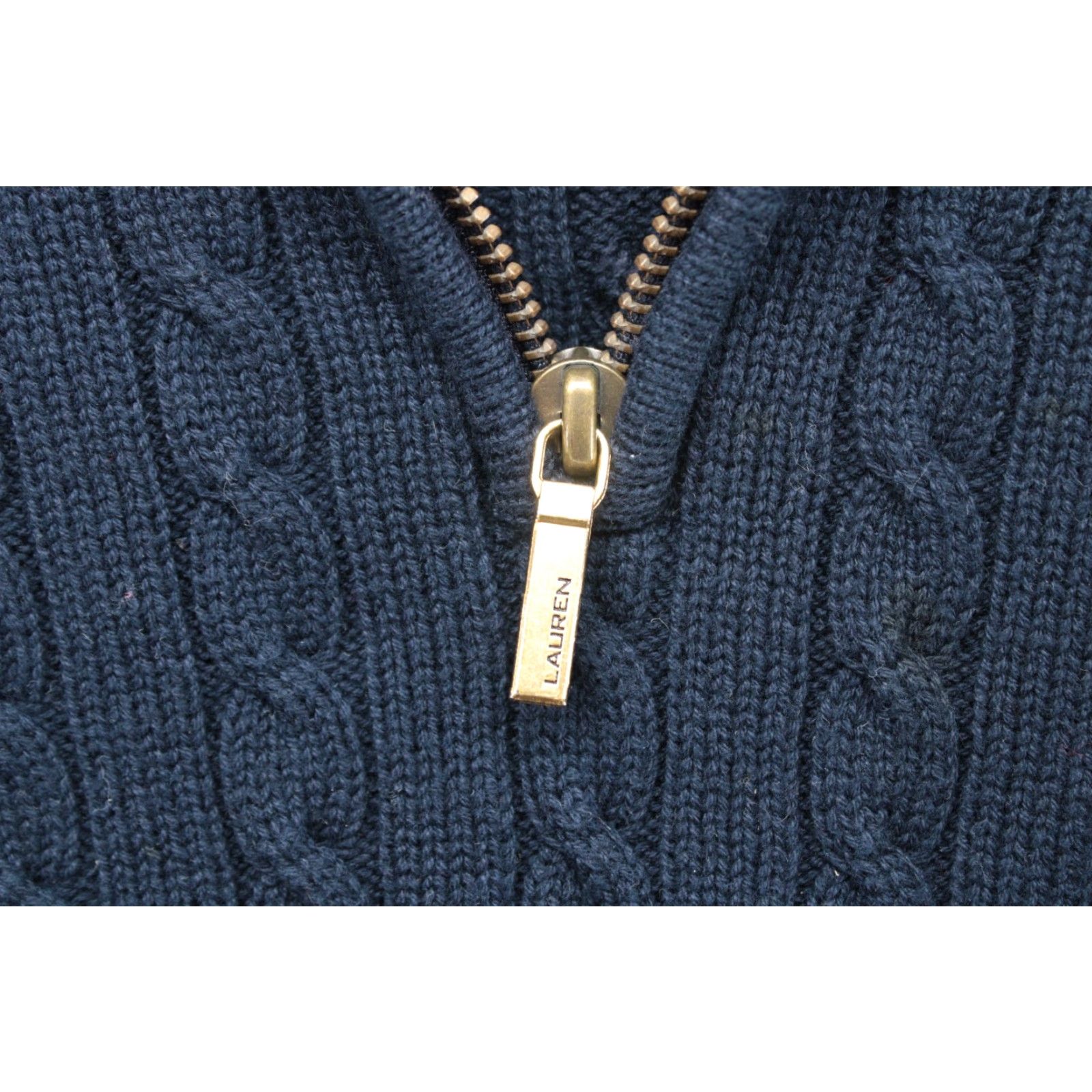 Ralph Lauren VINTAGE Lauren Ralph Lauren Sweater Women Large Blue Crest Logo 1/4 Zip Cable Knit 90s Preppy Women Size L / US 10 / IT 46 - 5 Thumbnail