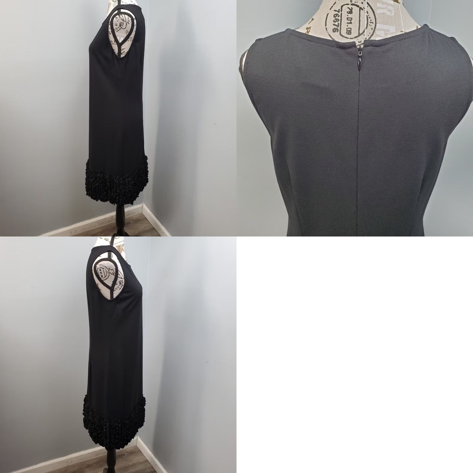 Vintage Taylor Nike Shirt Womens 8 Black Ponte Stretch Sleeveless Back Zip Ruffle Hem Shirt Size M / US 6-8 / IT 42-44 - 8 Thumbnail