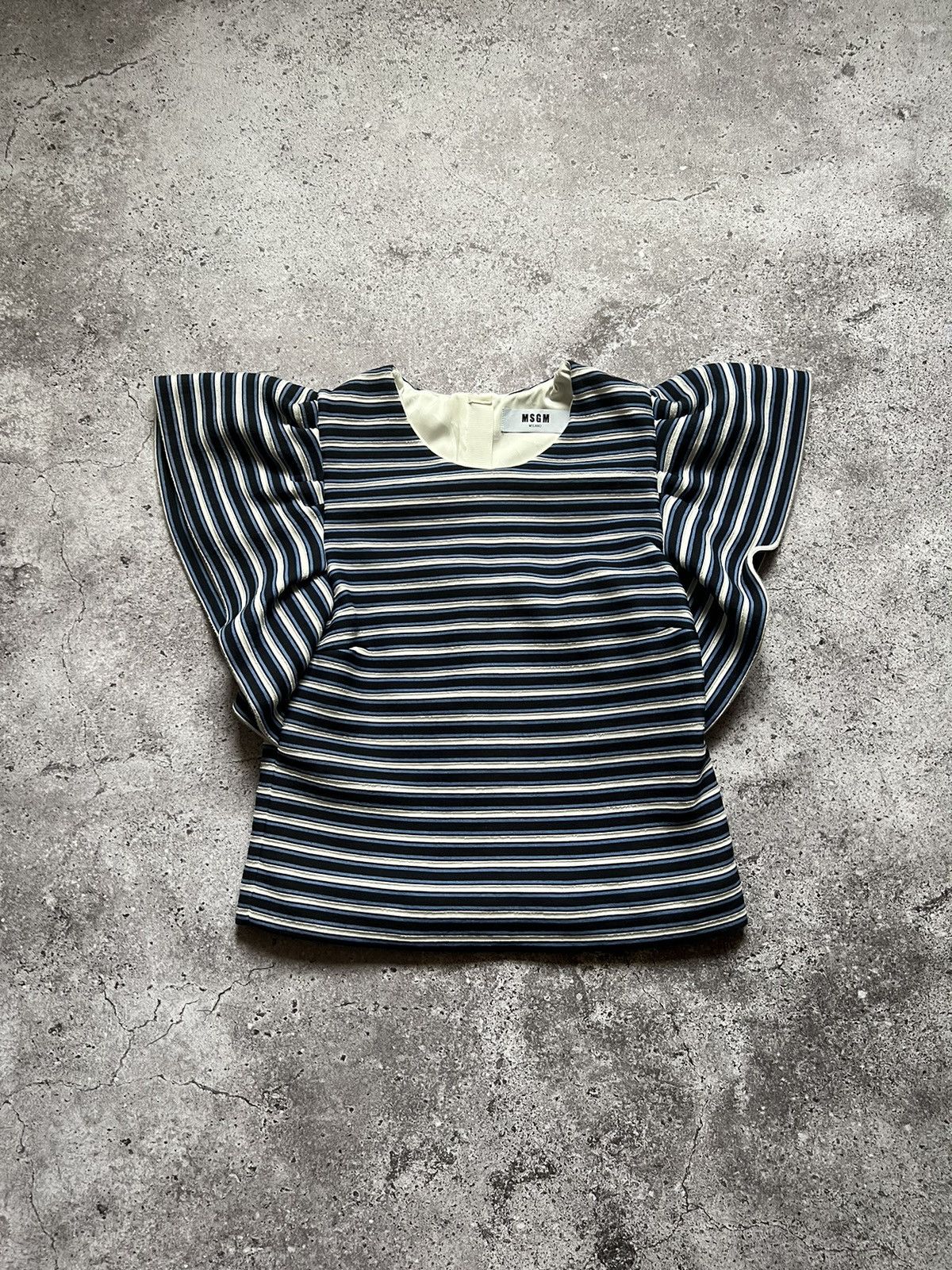 MSGM MSGM Milano Striped Ruffle Short Sleeve Top Size M / US 6-8 / IT 42-44 - 1 Thumbnail
