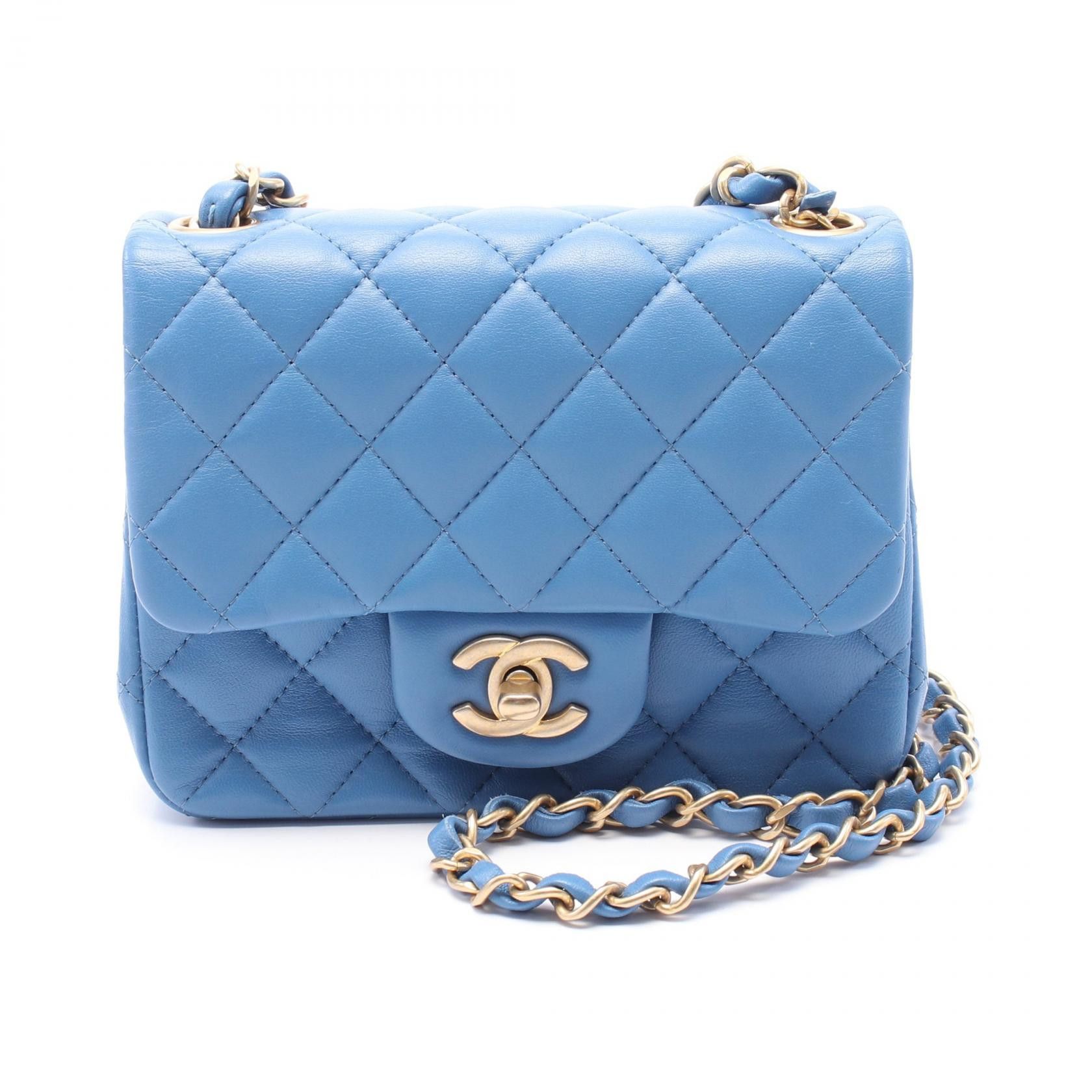 Chanel Chanel Mini Matelasse Leather Shoulder Bag Leather Shoulder Bag A35200 in Blue, Women's