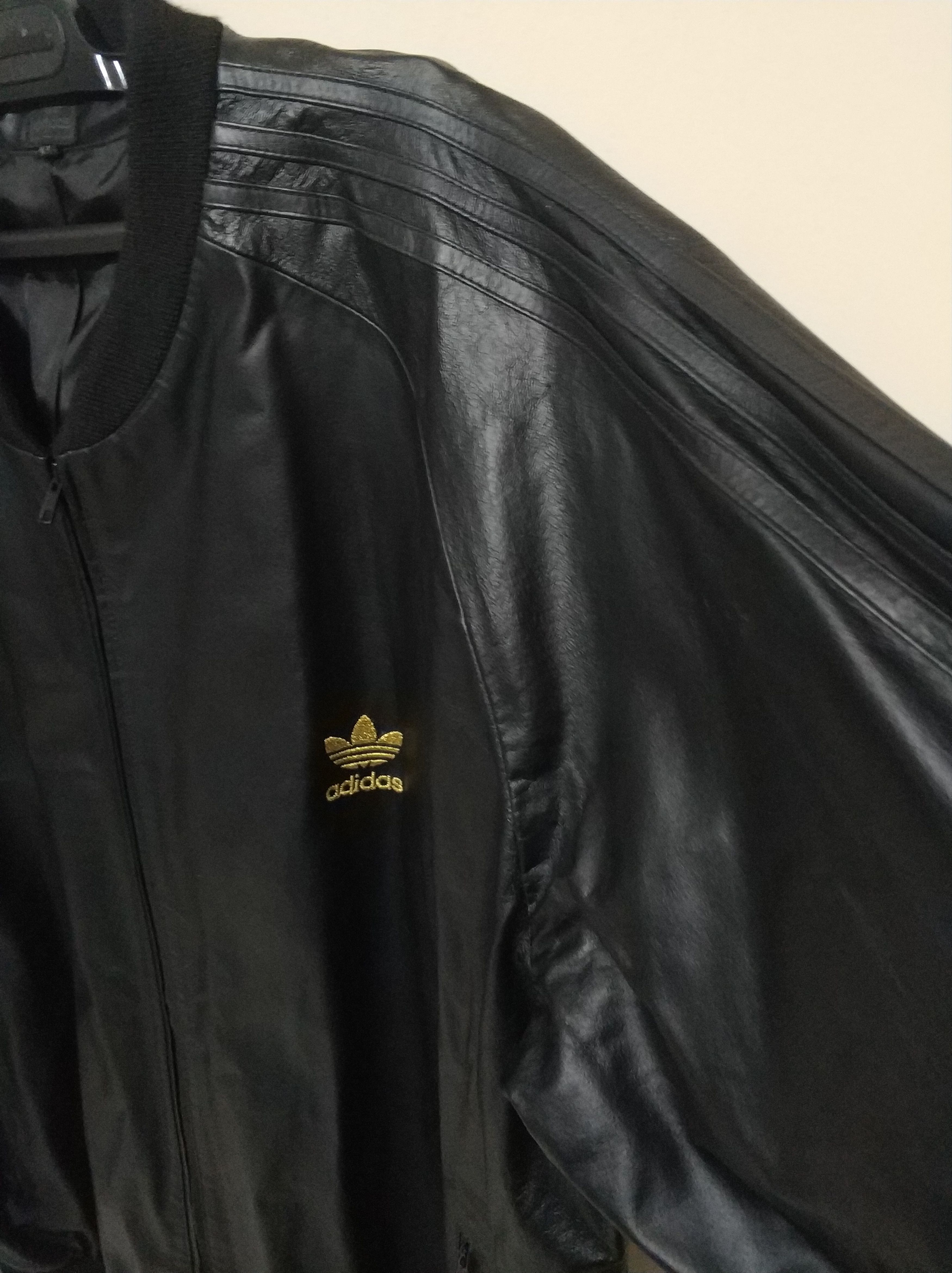 Adidas adidas Leather A15 3XL/4XL Gold Trefoil Vintage Jacket Size US XXL / EU 58 / 5 - 7 Thumbnail