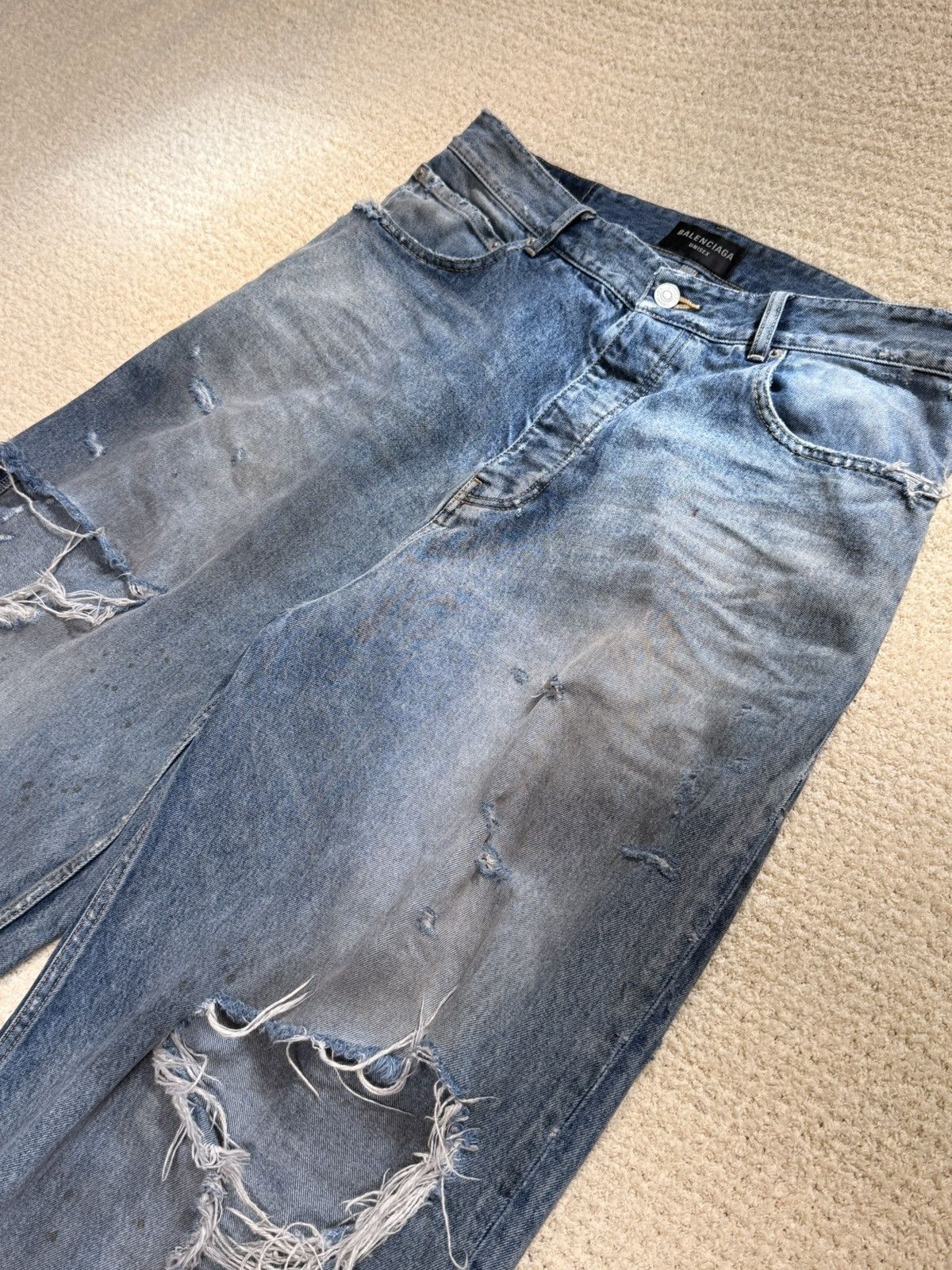 Balenciaga Balenciaga Organic Blue Japanese Denim Dirty Pale Blue Size US 34 / EU 50 - 5 Thumbnail