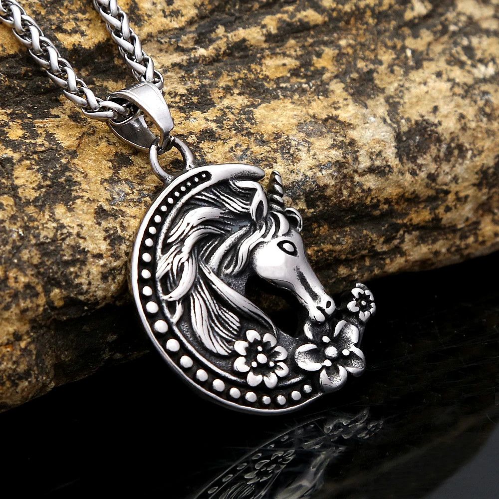 Jewelry Flower Moon Unicorn Pendant Necklaces Size ONE SIZE - 4 Thumbnail