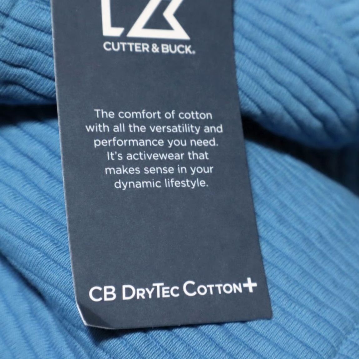 Cutter & Buck Cutter & Buck DryTec Cotton+ Ribbed 1/4 Zip Pullover Mock Long Sleeve Teal Men's M Shirt Size US M / EU 48-50 / 2 - 6 Thumbnail