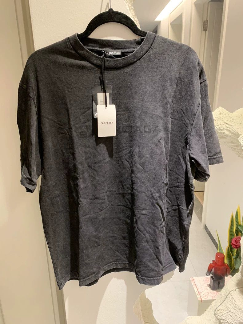 Balenciaga Balenciaga Washed Gray Wheat Pattern Short Sleeve, Luxurio Size US S / EU 44-46 / 1 - 1 Thumbnail