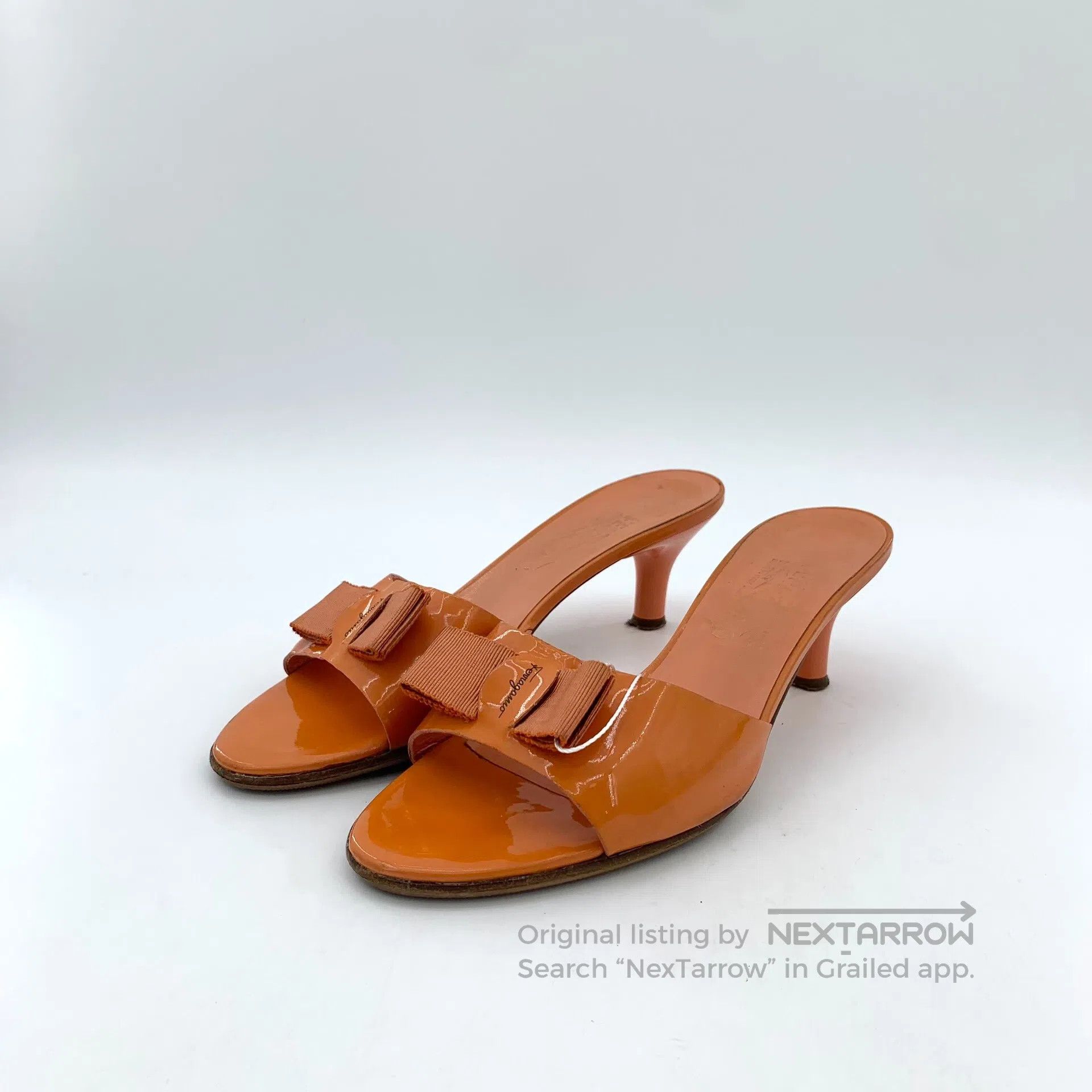 Salvatore Ferragamo Salvatore Ferragamo Orange bow one-strap high wedge sandal Size US 7 / IT 37 - 1 Thumbnail