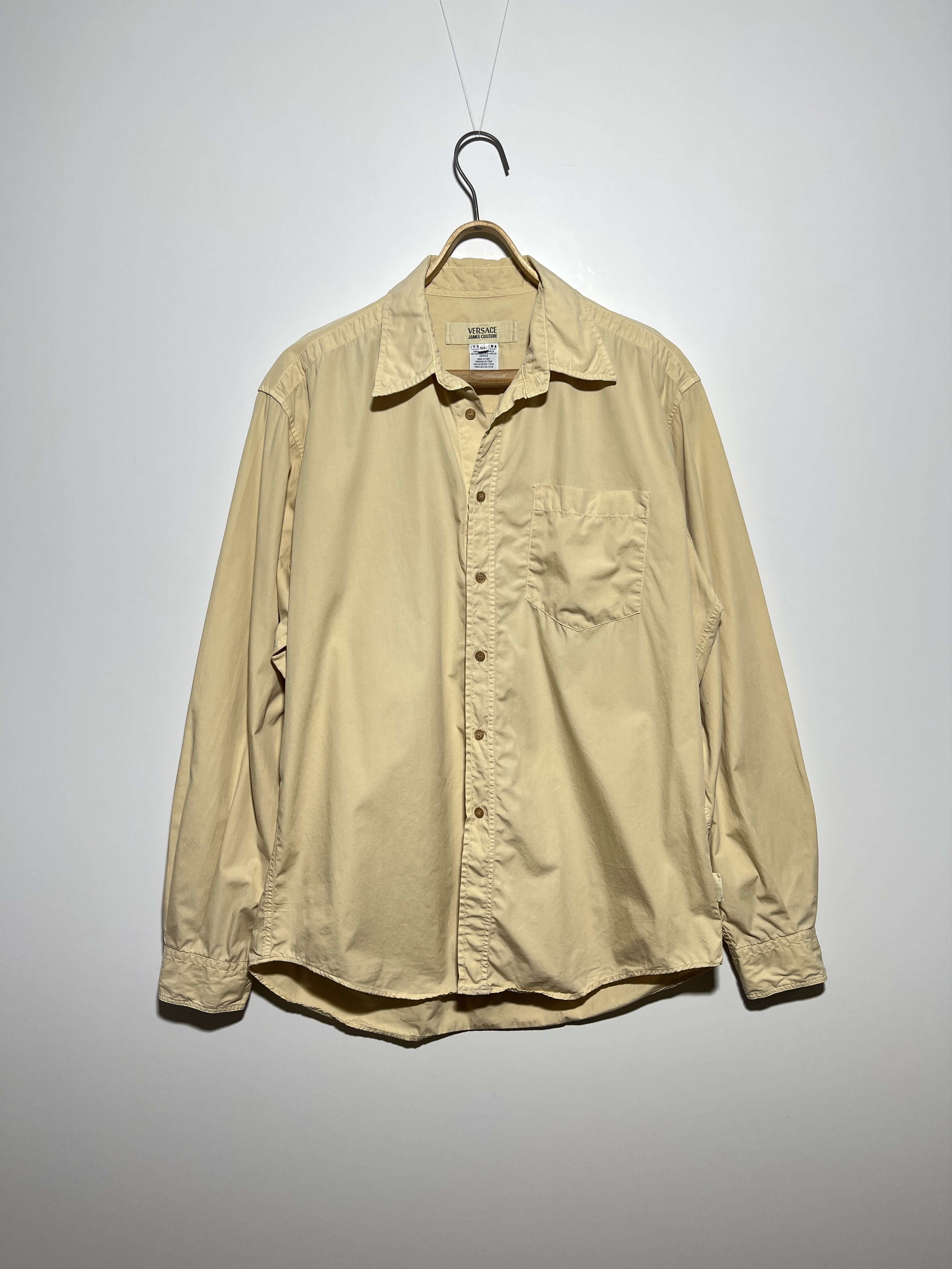Versace Jeans Couture × Vintage Vintage 90s Versace Jeans Couture Beige Long Sleeve Shirt Size US XL / EU 56 / 4 - 1 Thumbnail