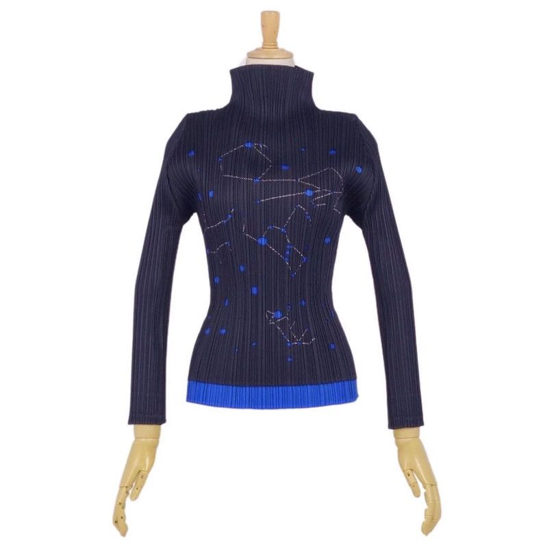 Issey Miyake Issey Miyake Blue constellation pleated long-sleeved shirt Size L / US 10 / IT 46 - 2 Thumbnail